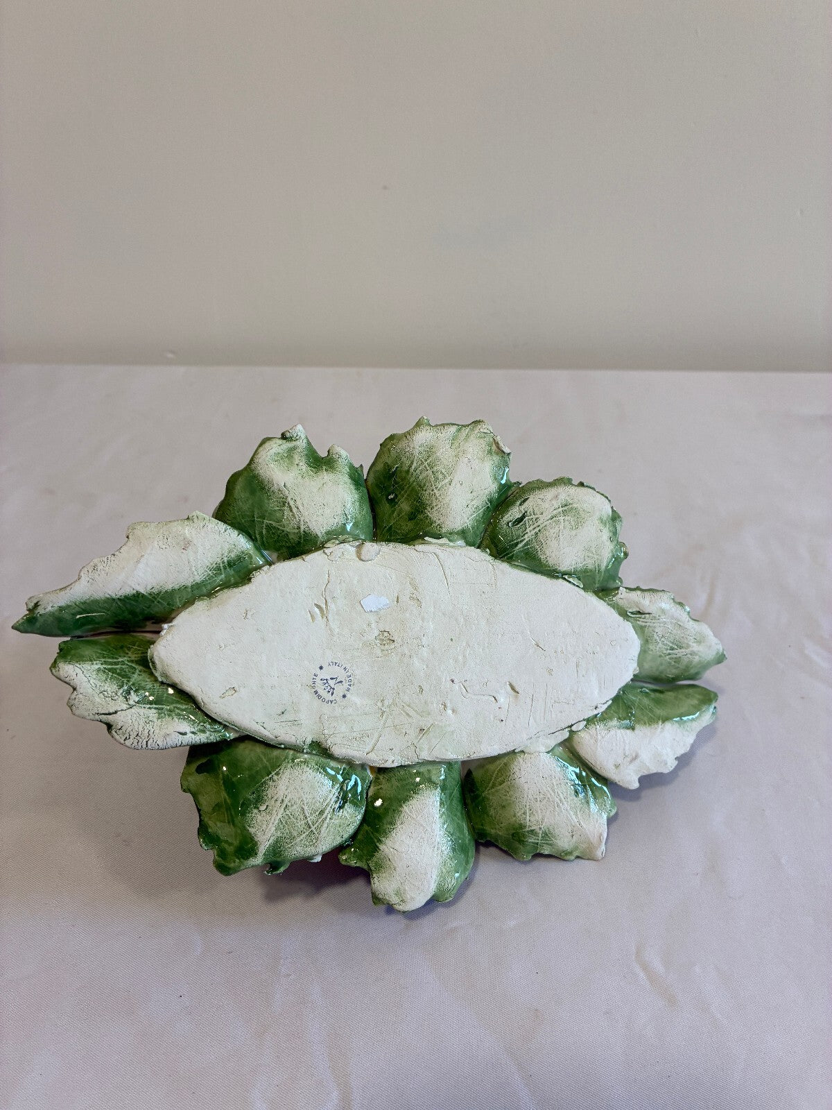 Vintage Capodimonte Italian Porcelain Fruit Taper Candle Holder | Hand Painted Fruit & Leaves | Made in Italy Centerpiece