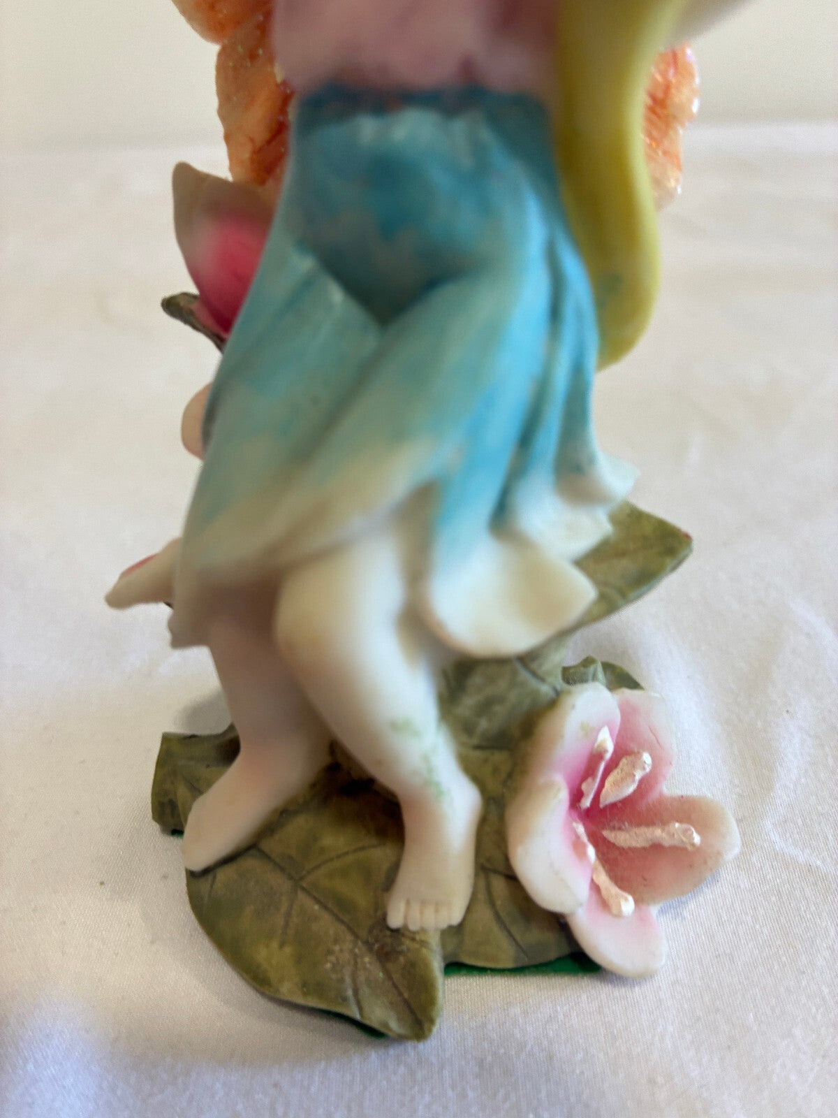 Vintage Fairy Figurine Holding Flower Pastel