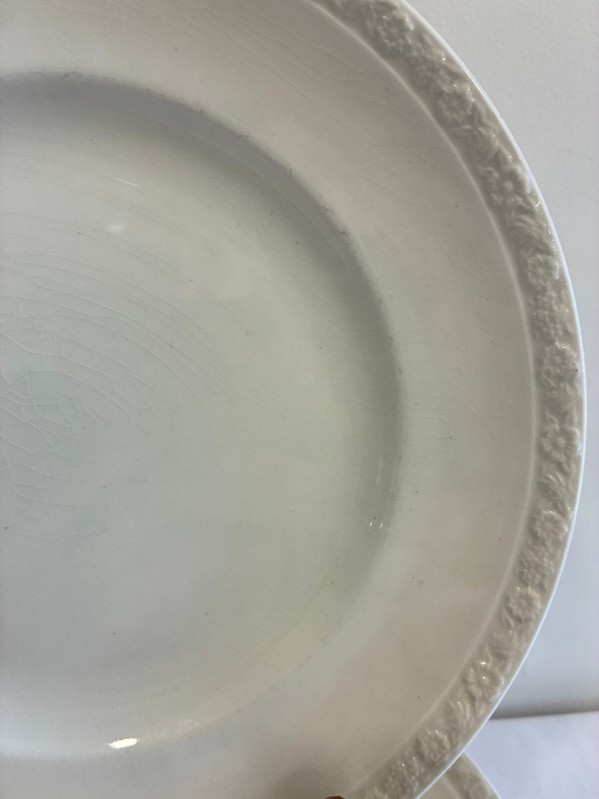 Vintage Wedgwood White English Ironstone Dinner Plates Set of 10, Embossed Edges