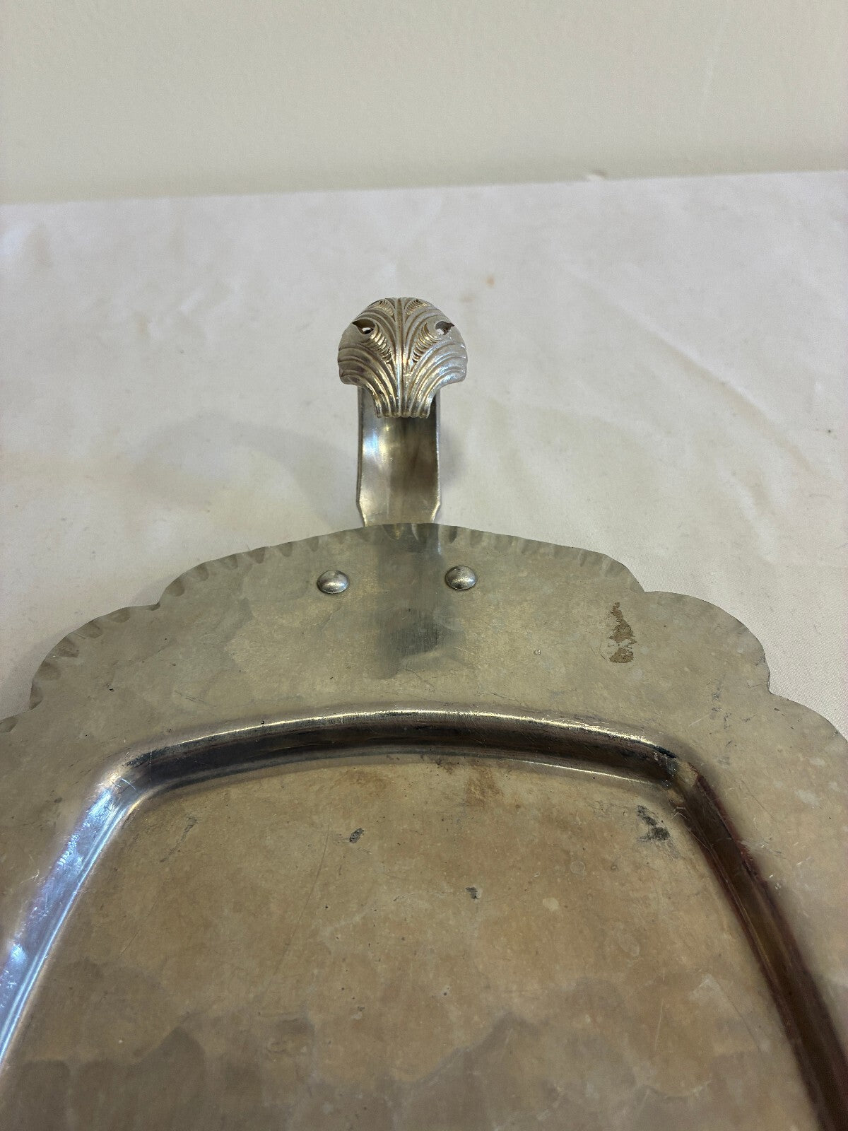 Vintage Hand Wrought Aluminum Tray with Leaf Handle by Continental Silverlook
