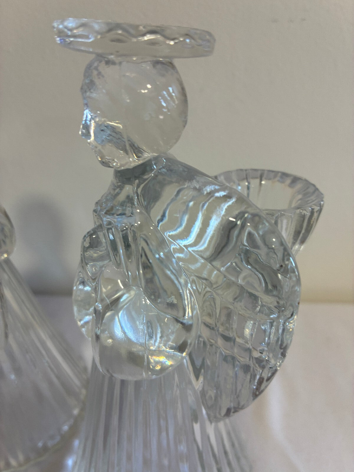 Vintage Mikasa Crystal Angel Candle Holders Pair, Praying Angel Figurines