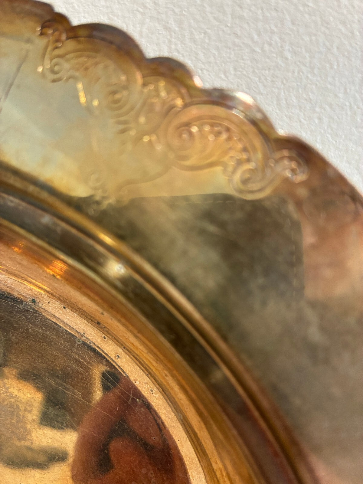Vintage Silverplate Oval Serving Bowl Ornate Scalloped Tray