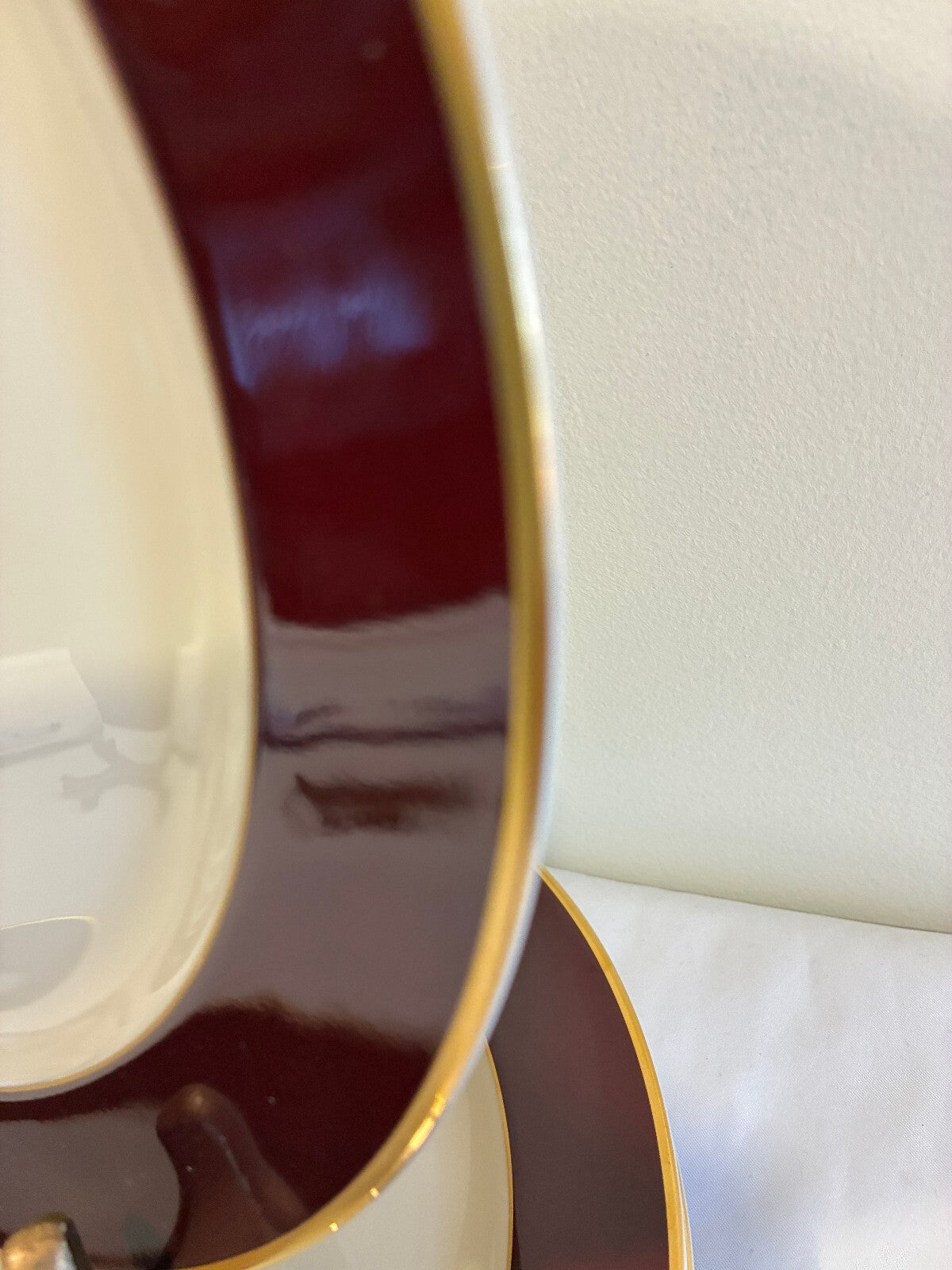 Vintage Pickard Fine China Dinner Plates, Set of 4, Burgundy & Gold, USA