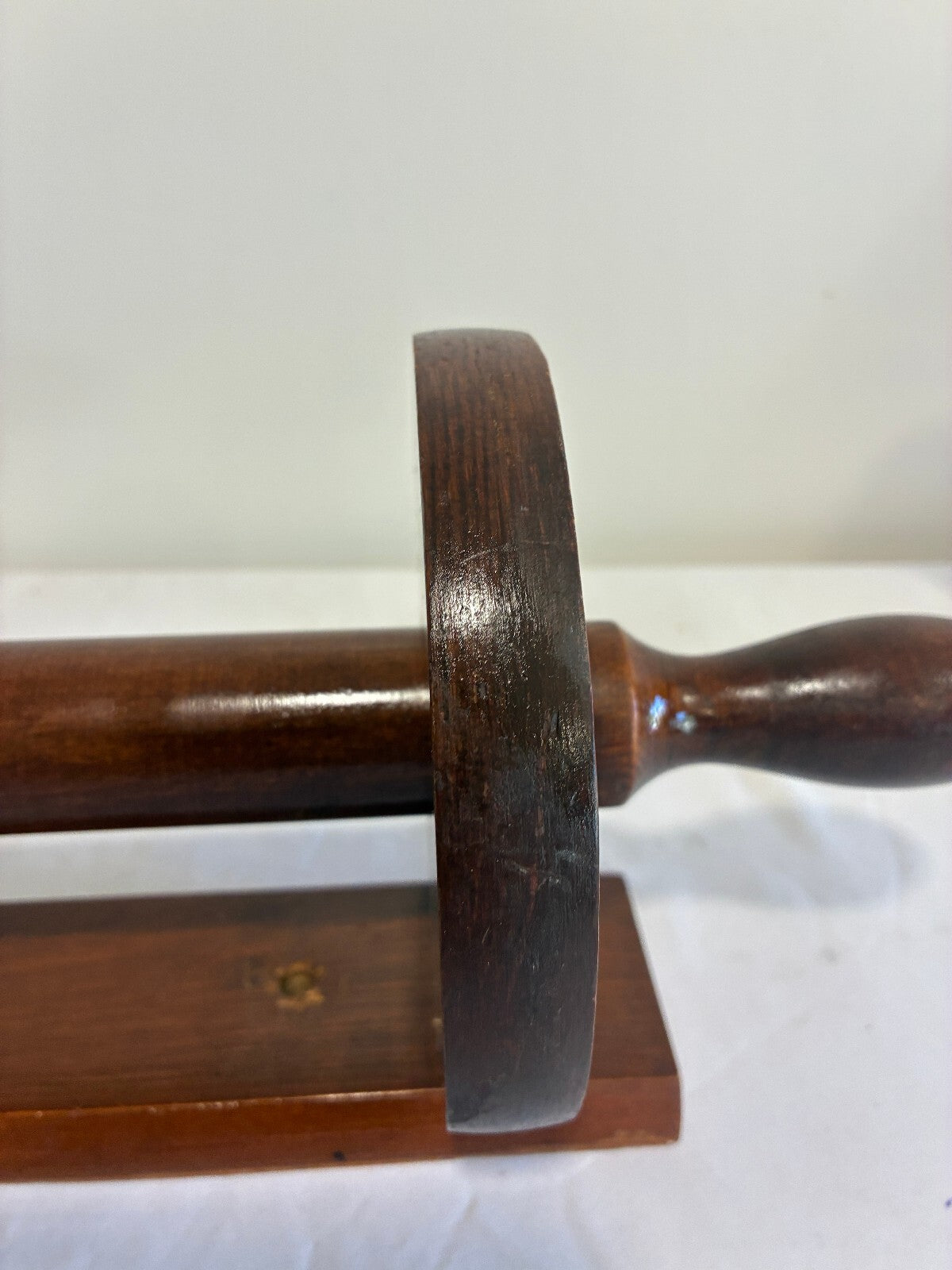 Vintage Wooden Under Counter Paper Towel Holder Large Rolling Pin Style