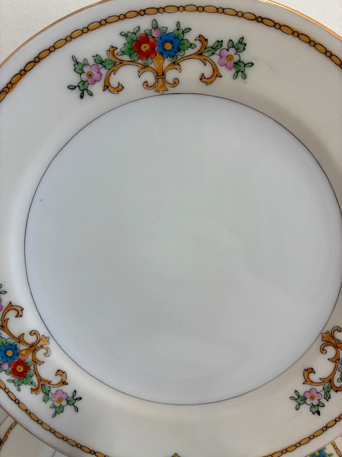 Vintage Meito China Warren Salad Plates, Set of 6, Blue and Gold Floral Trim
