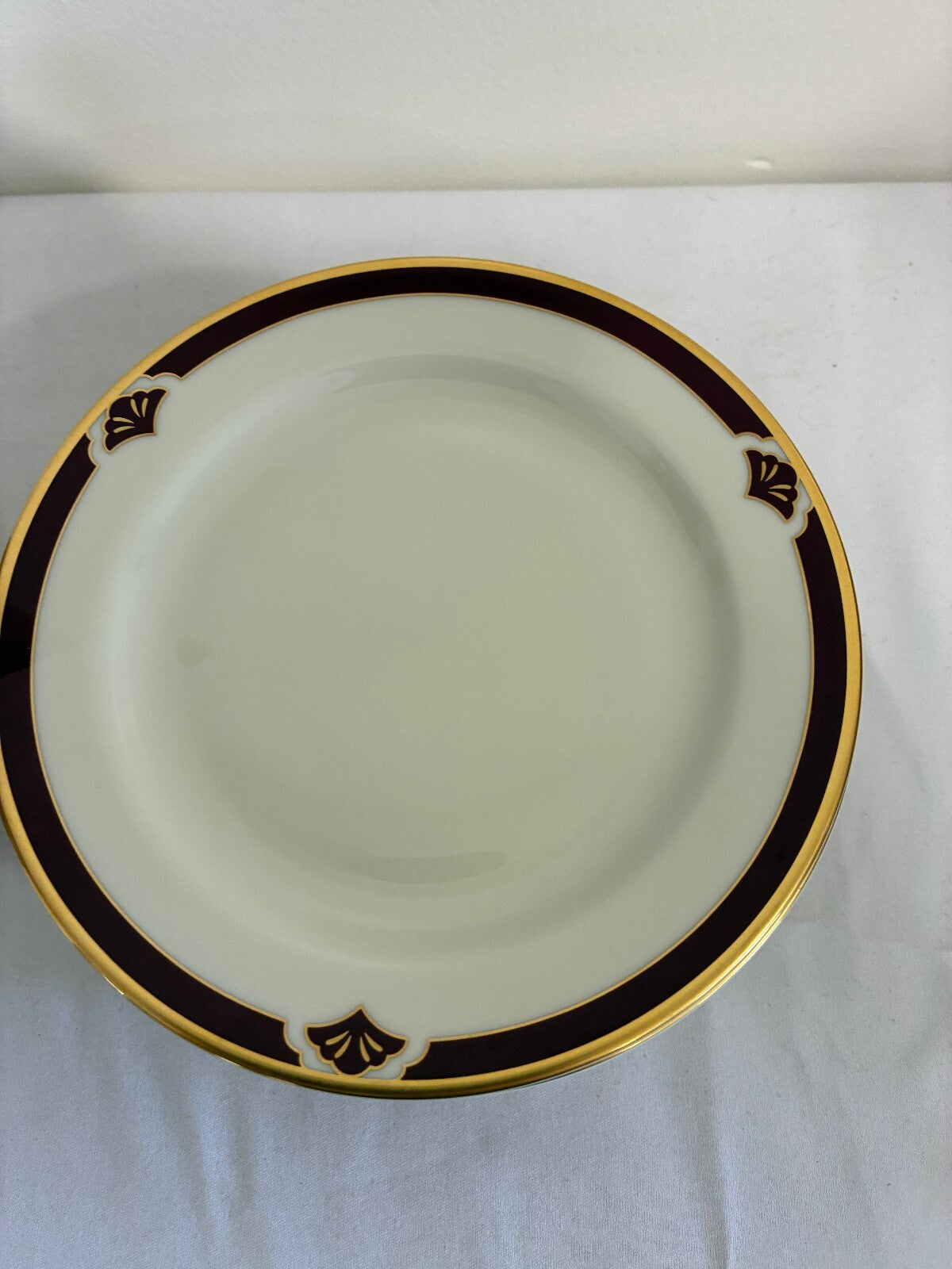 Vintage Pickard Fine China Bread Plates, Set of 8, Burgundy & Gold