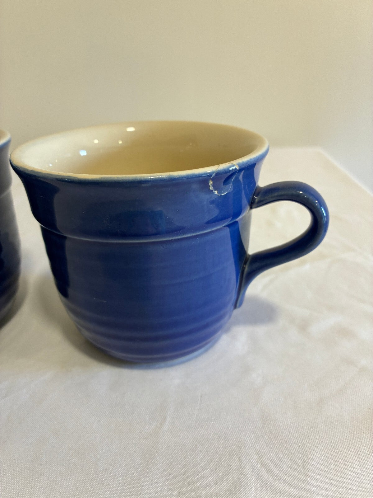 Vintage Emile Henry Cobalt Blue Stoneware Mugs, Set of 2 | Made in France