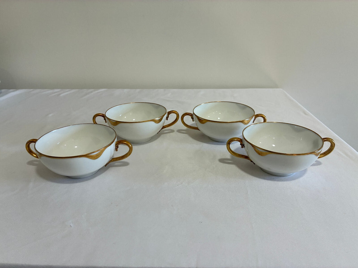 Antique Haviland Limoges Double Handle Bouillon Cups, Set of 4 | France