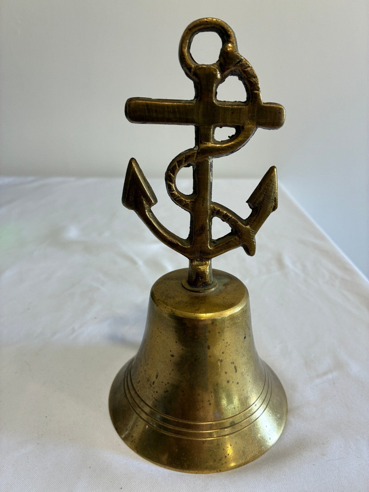 Vintage Brass Anchor Bell | Nautical Ship's Bell with Rope Detail |Made in India