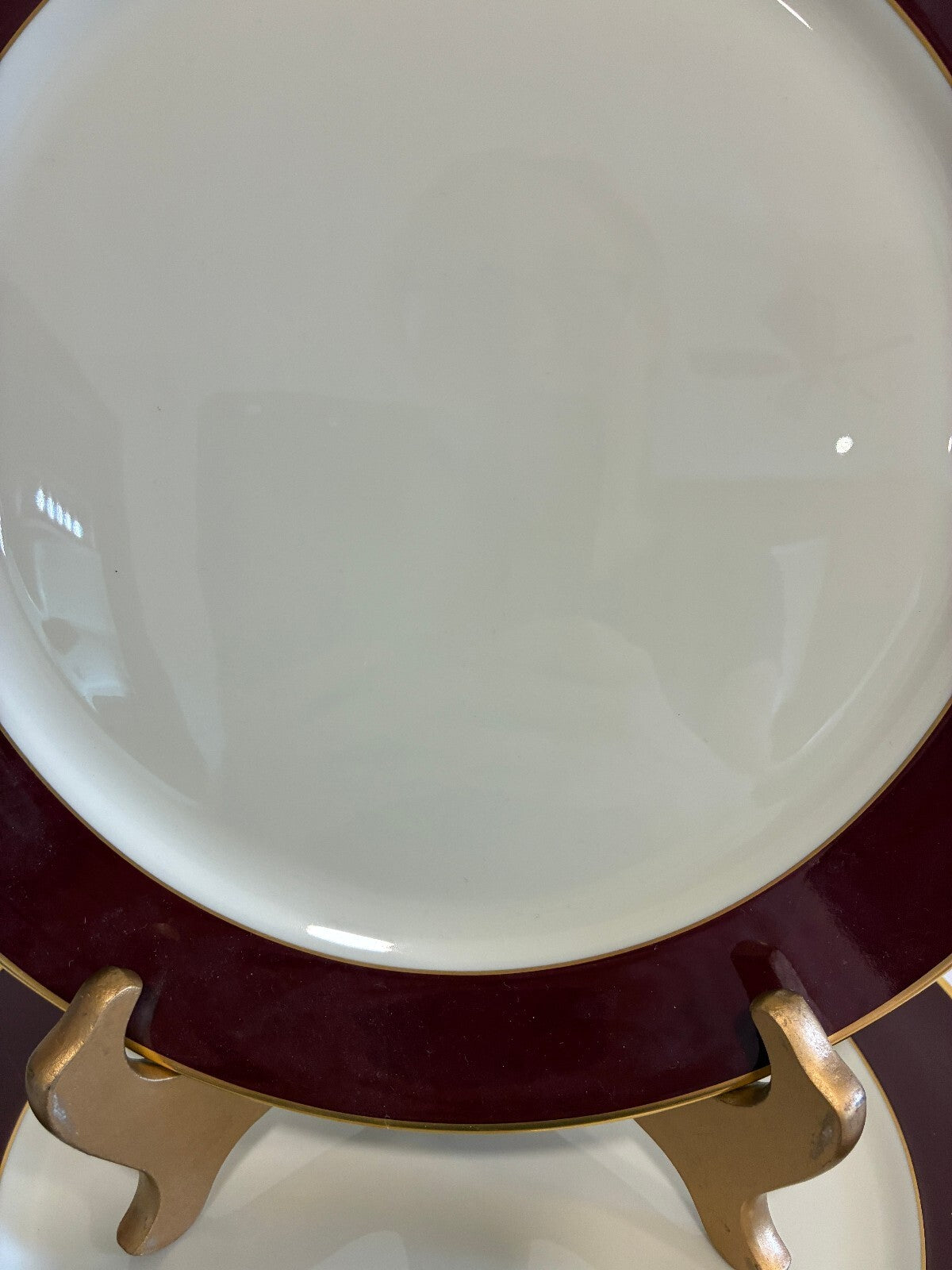 Vintage Pickard Fine China Dinner Plates, Set of 8, Burgundy & Gold