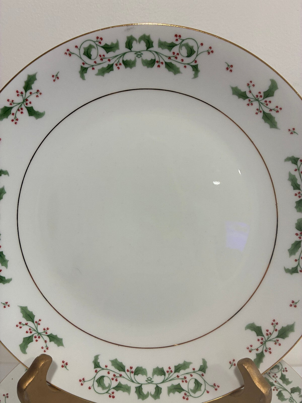 Vintage Holly Berry Christmas Dinner Plates Set of 8