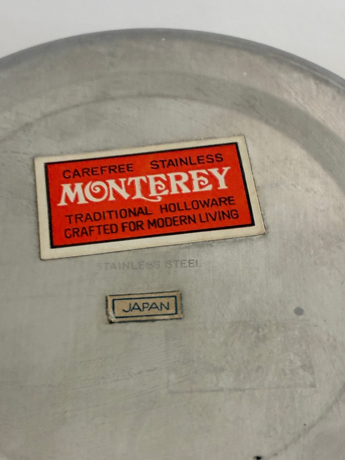 Vintage Monterey Stainless Covered Serving Bowl, Made in Japan, Mid Century Lidded Bowl, Traditional Holloware, Stainless Steel