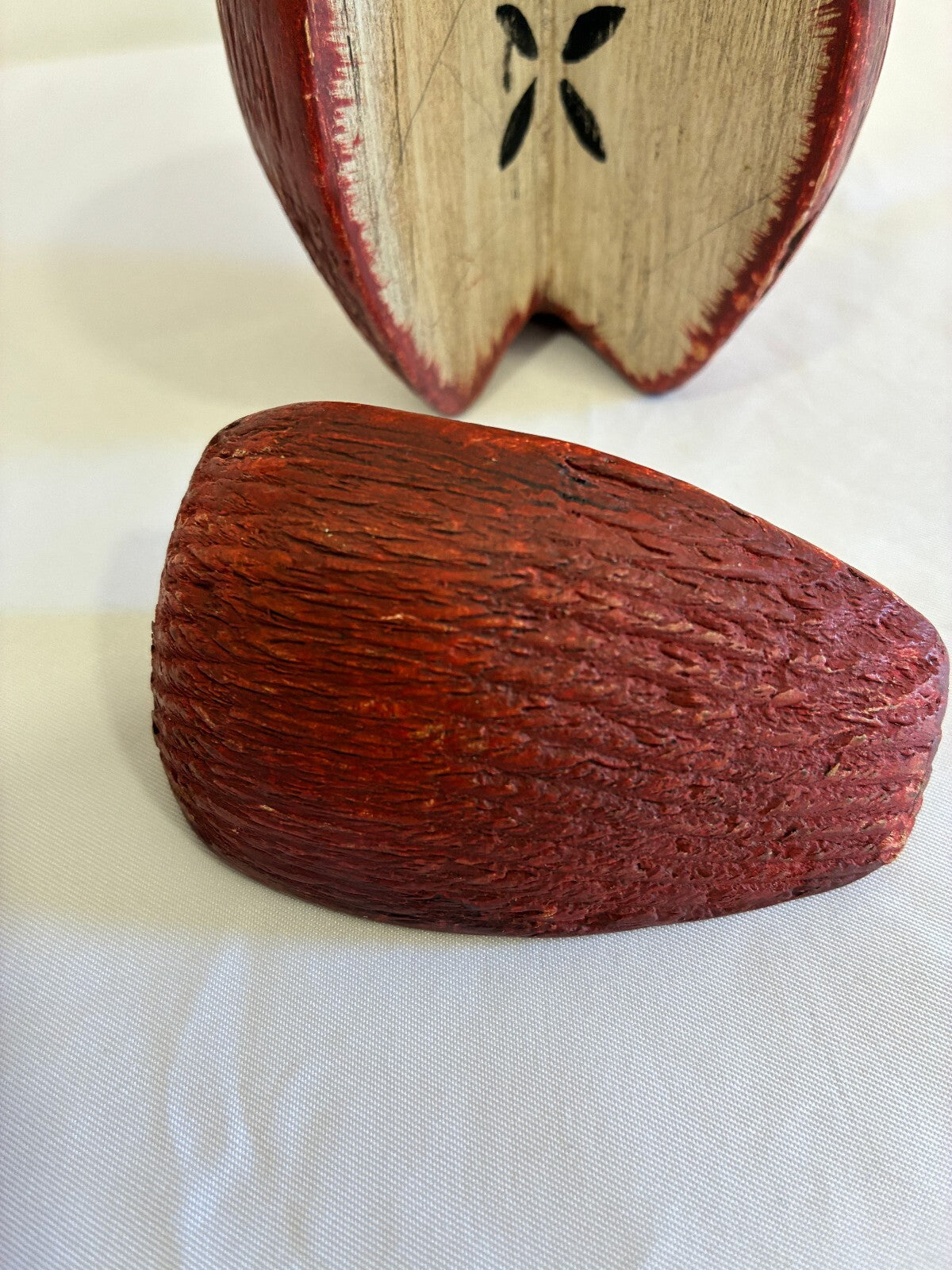 Signed Chris Colby Carved Wood Apple Sculpture | Folk Art Made in Maine