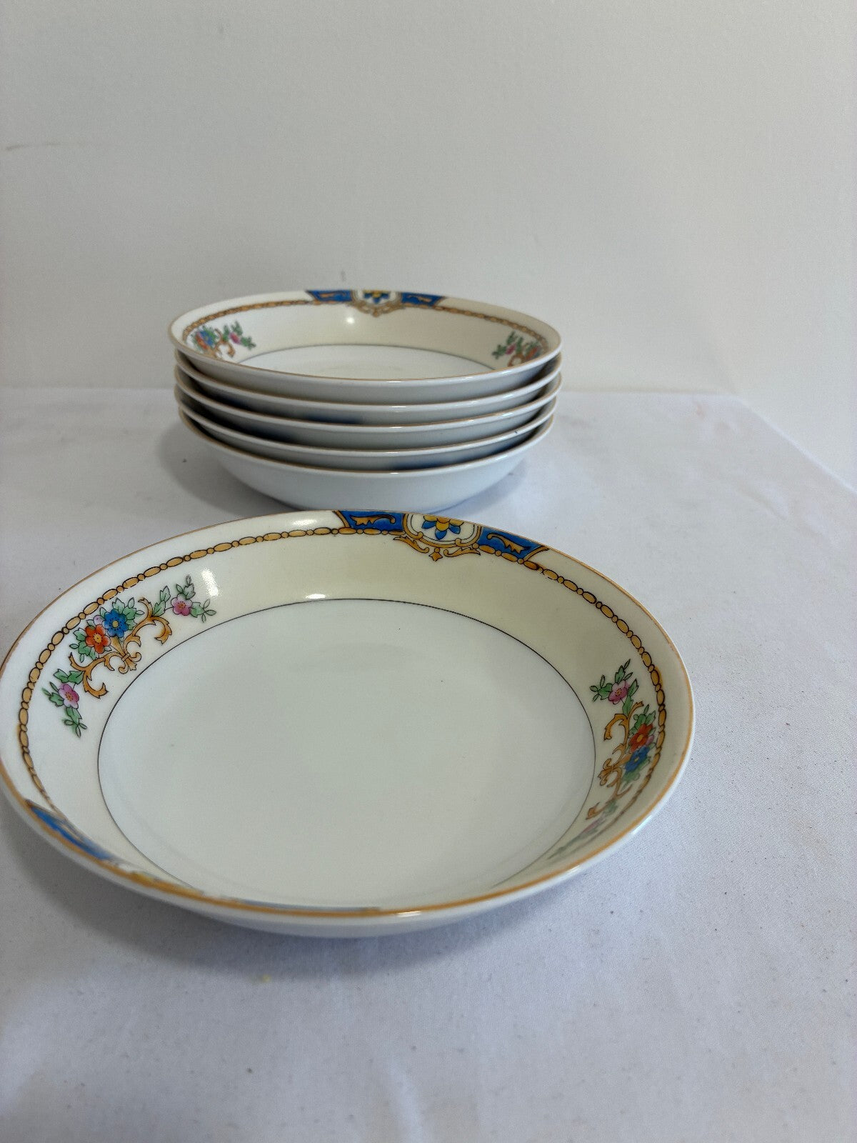 Vintage Meito Warren Bowls, Set of 6, Hand Painted Dessert Bowls, Japan