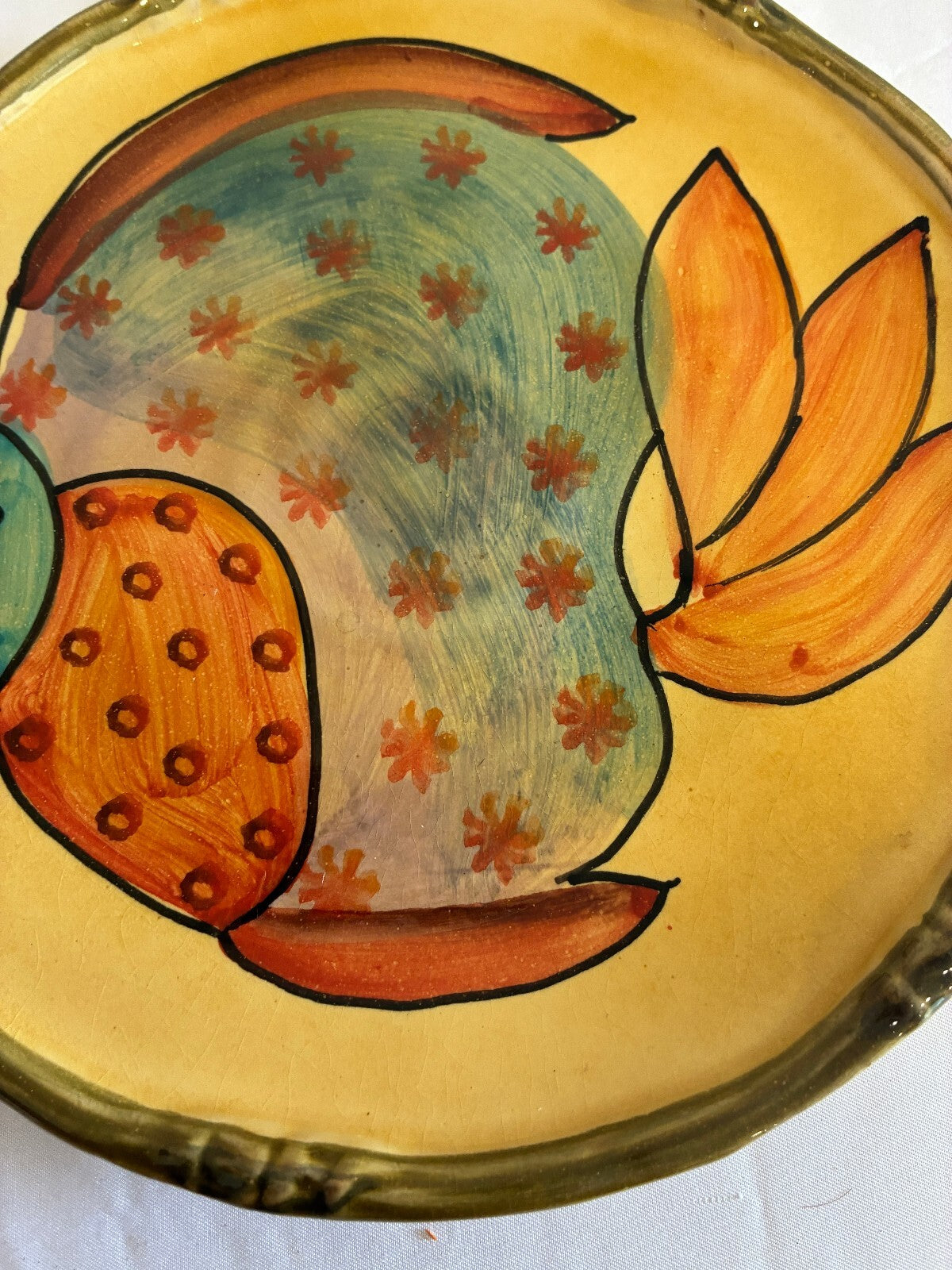 Vintage Italica Ars Italy Fish Plates Set Hand Painted Ceramic Tropical Fish