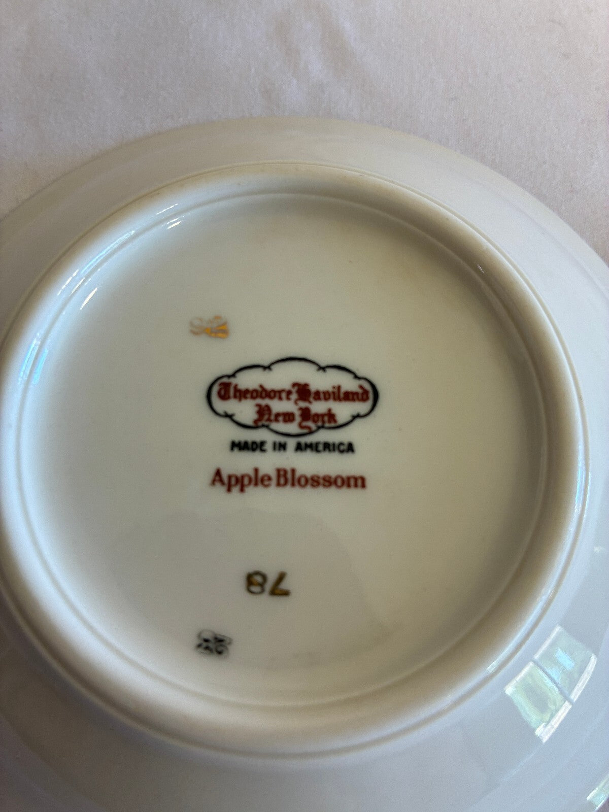 Midcentury Theodore Haviland NY Apple Blossom Bowls Gold Trim, Set of 7