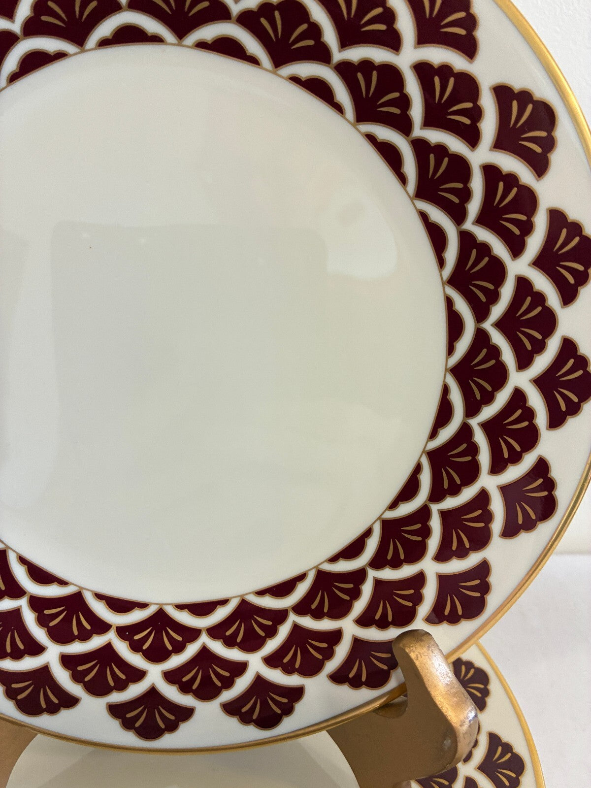 Vintage Pickard Ensemble Fine China Salad Plates, Set of 8, Burgundy & Gold