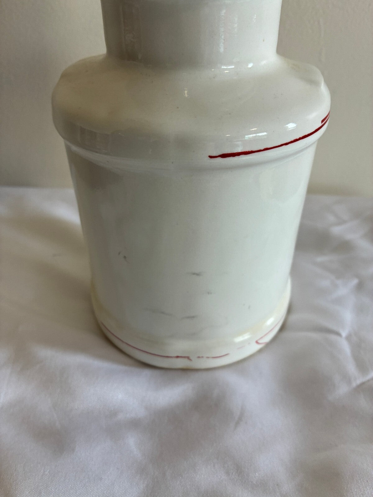Vintage Ceramic Cream Canister with Lid, White Kitchen Storage Jar, Farmhouse Pantry Container