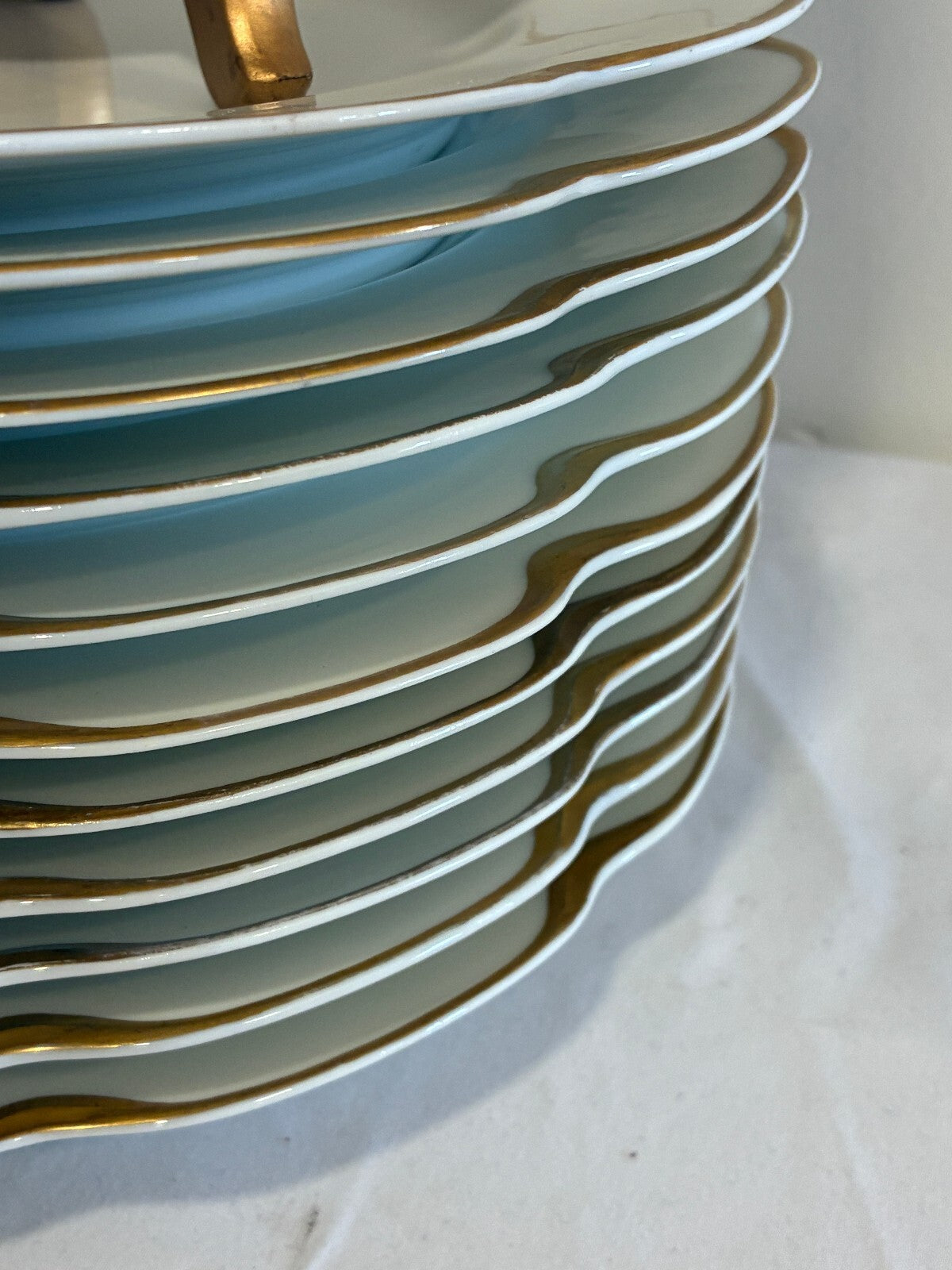 Antique Haviland & Co Limoges Gold  Rim Plates Set of 12, French Porcelain