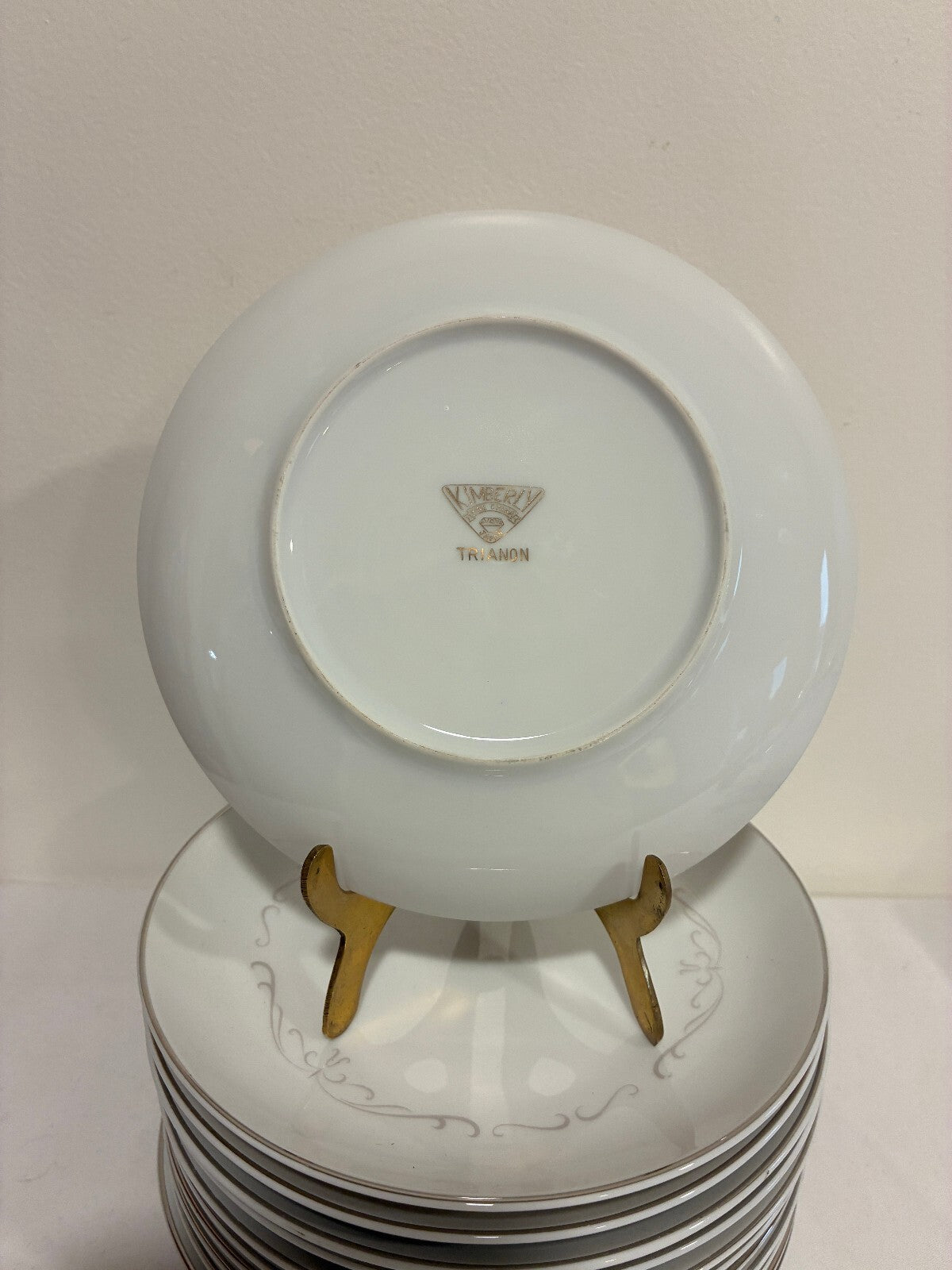 12 Vintage Kimberly Fine China Trianon Bread Plates, Platinum Trim, Japan