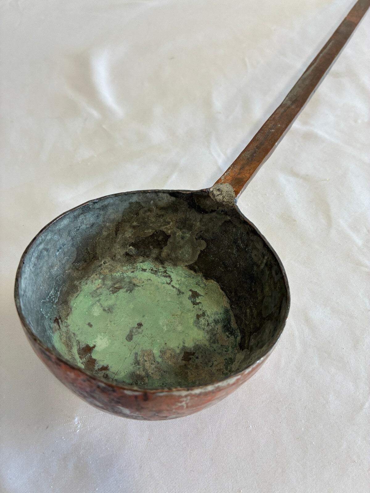 Antique Hand Hammered Copper Ladle | Primitive Long Ladle with Hanging Loop