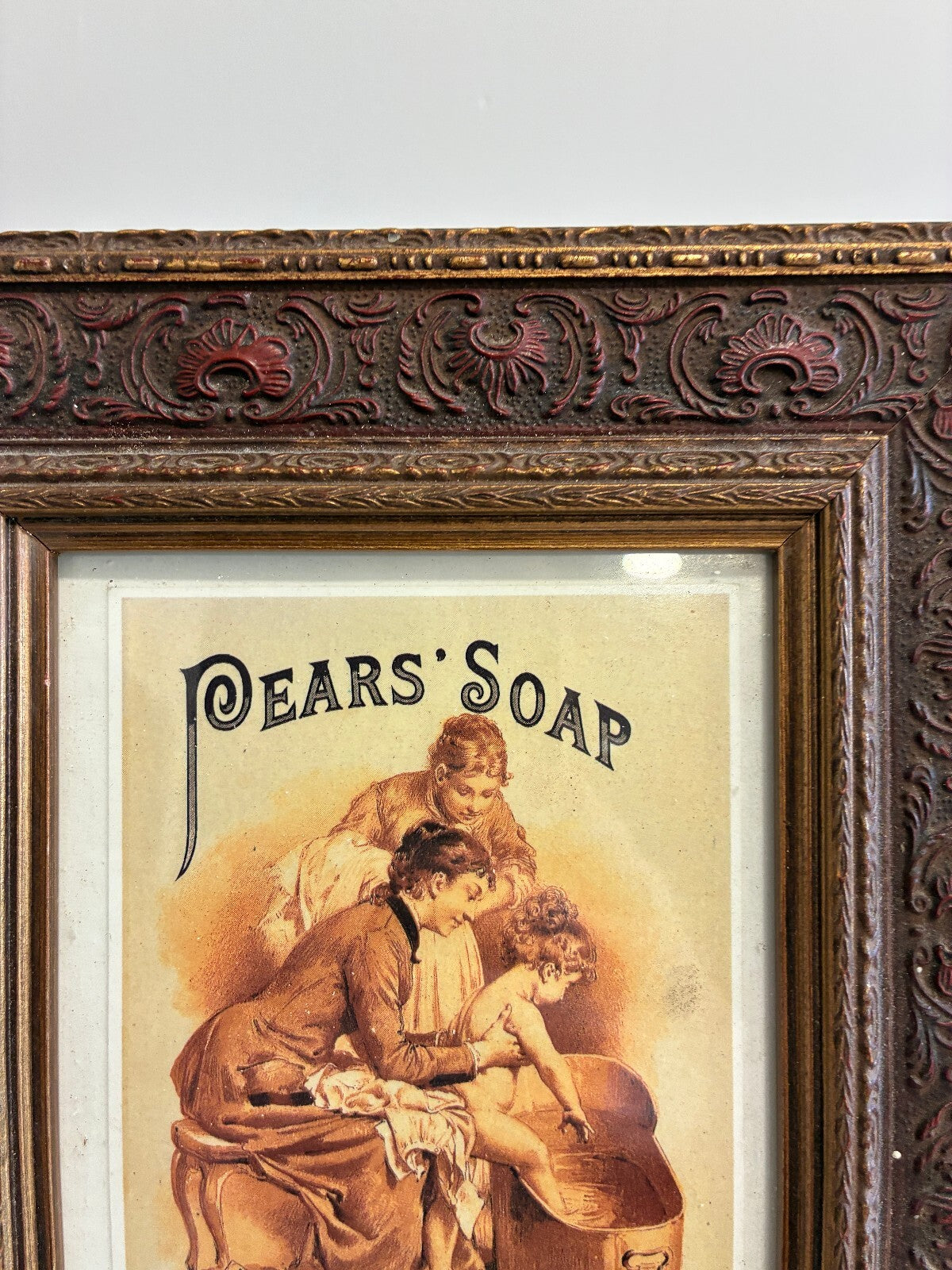Vintage Framed Pears Soap Advertising Print, Victorian Bathroom Wall Art