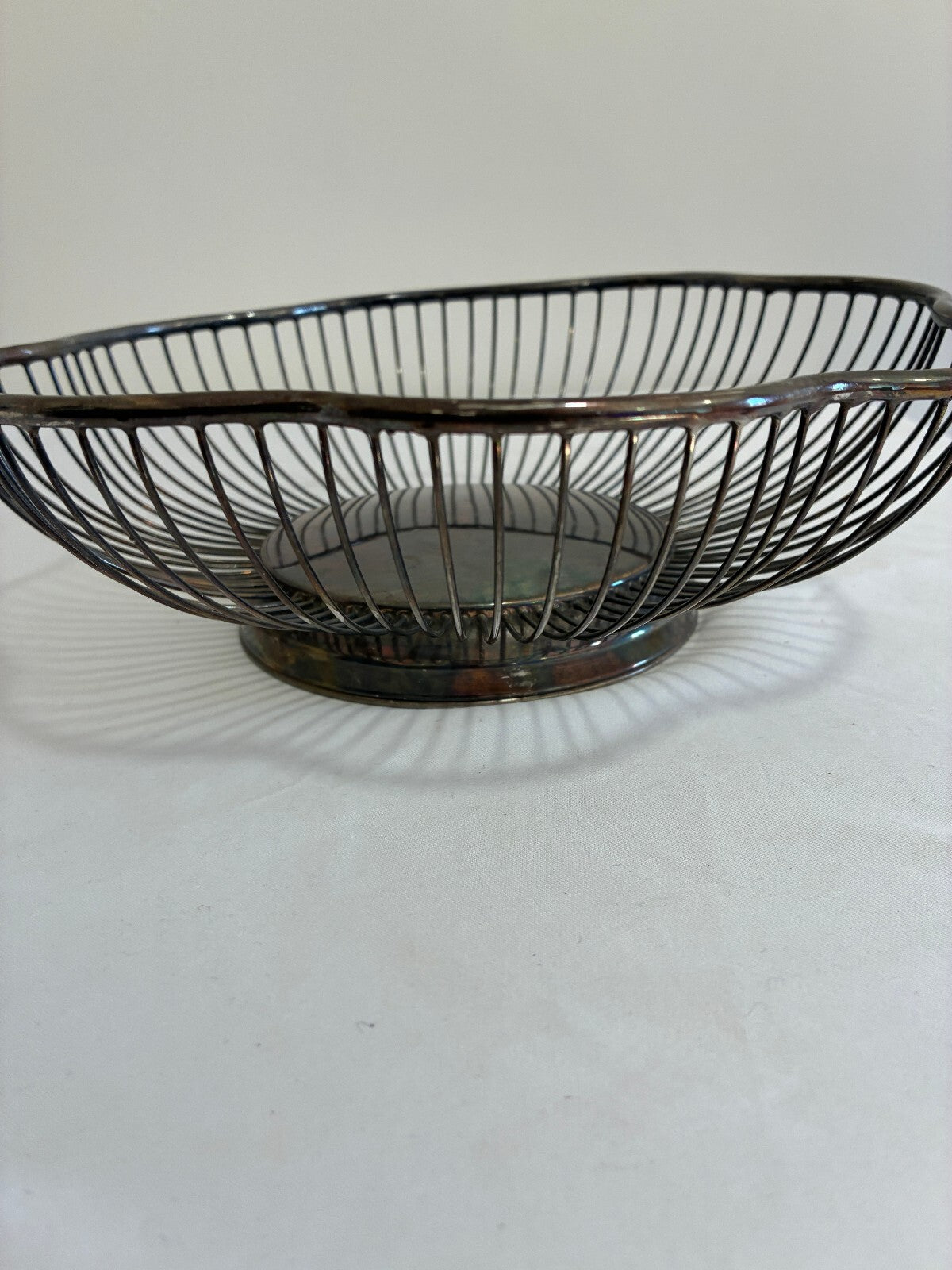 Vintage Silverplate Wire Basket, Scalloped Flower Bowl, Hong Kong