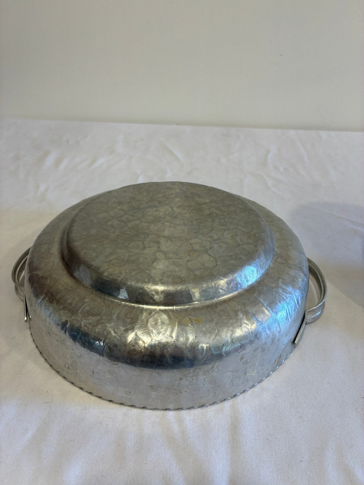 Vintage Hammered Aluminum Lidded Serving Dish | Tulip Flower Finial Casserole