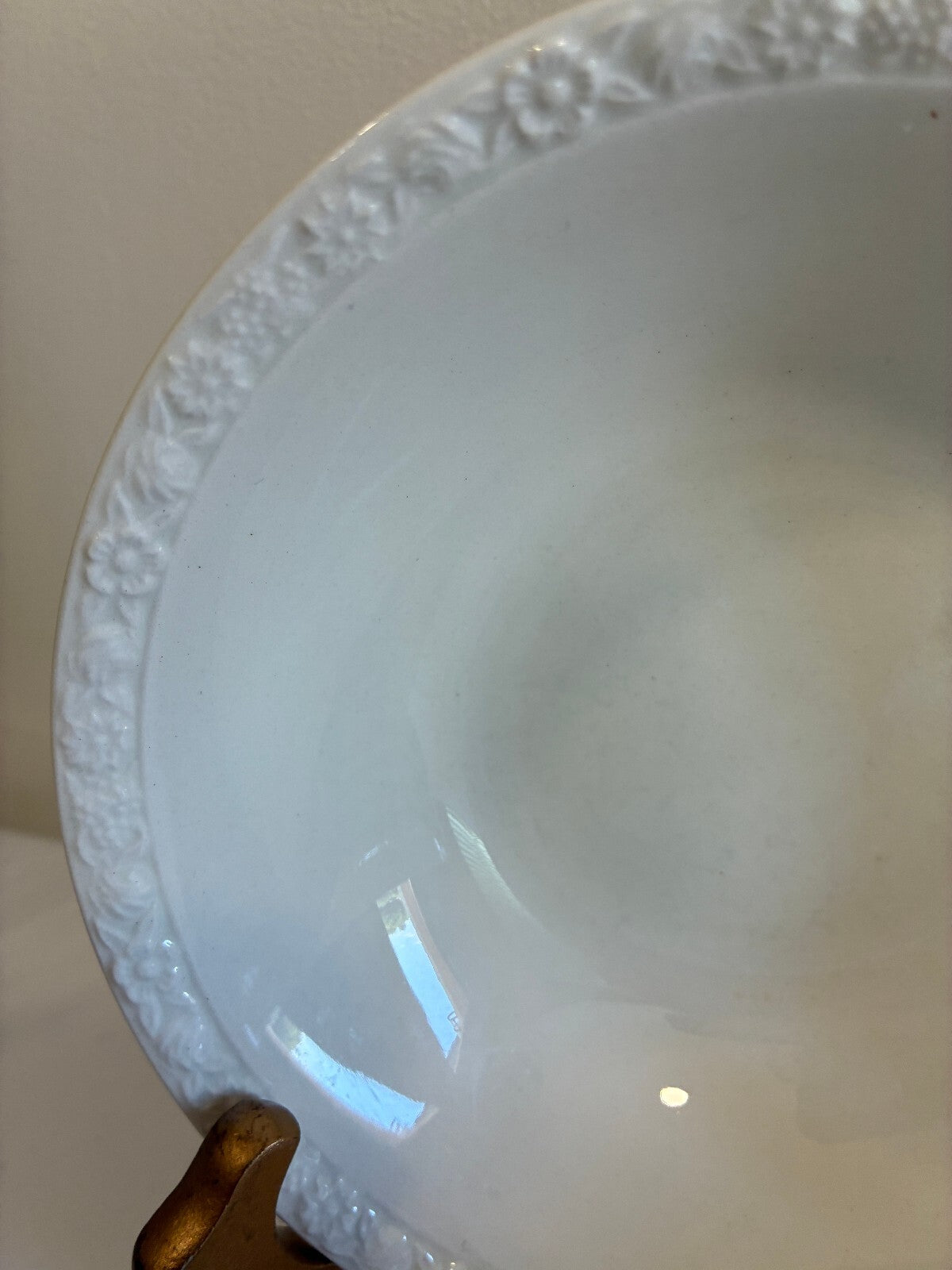 Vintage Wedgwood White Bowls Set of 6, Embossed Rim Dessert or Cereal Bowls