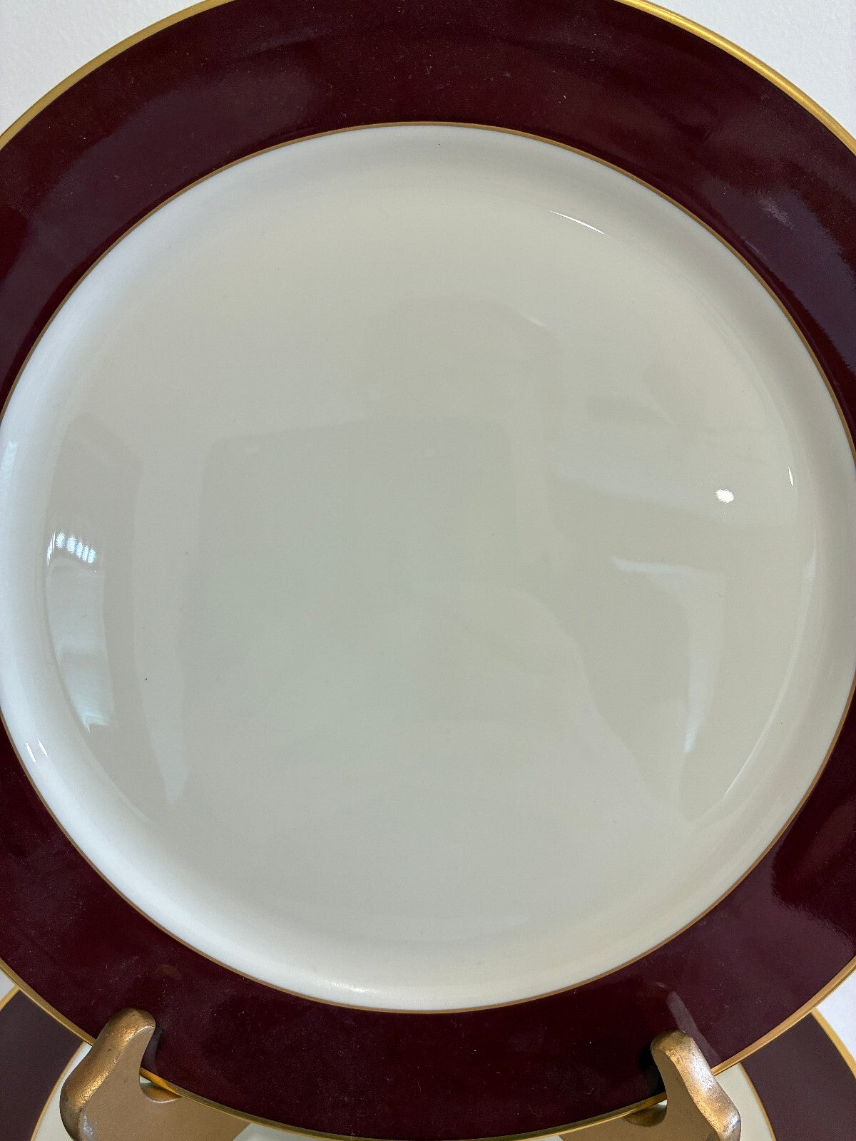 Vintage Pickard Fine China Dinner Plates, Set of 8, Burgundy & Gold