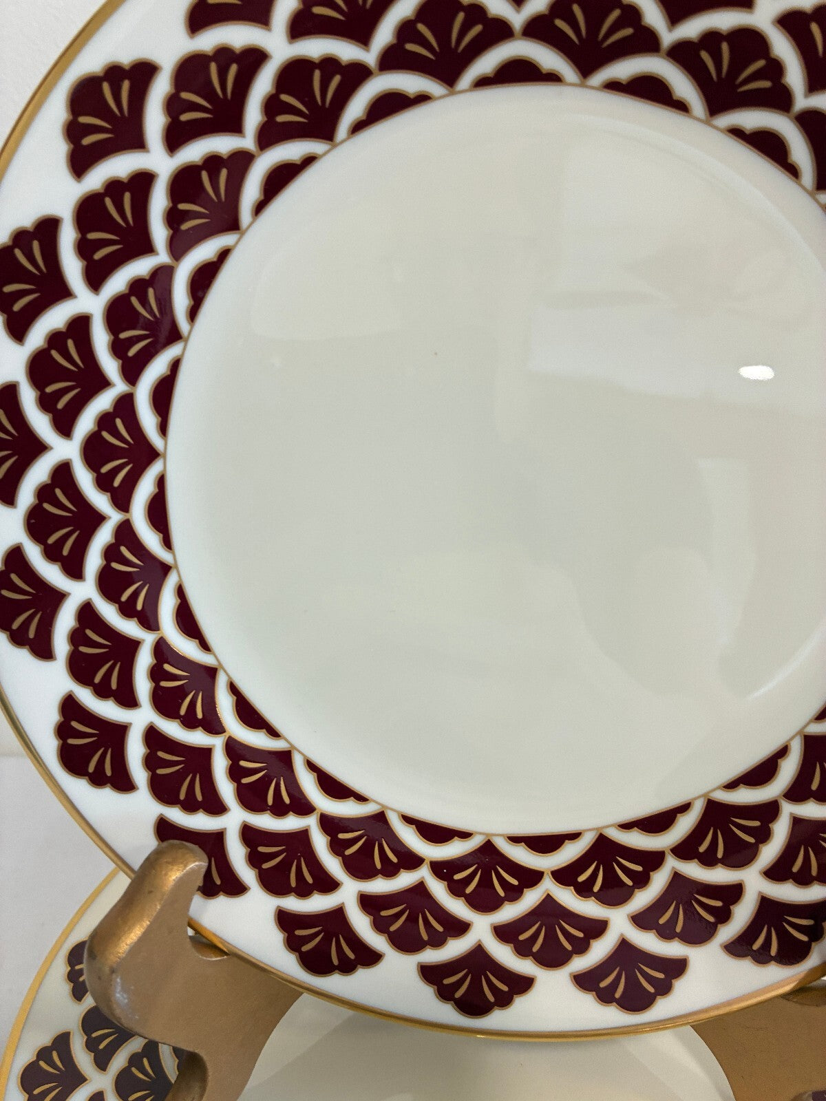 Vintage Pickard Ensemble Fine China Salad Plates, Set of 8, Burgundy & Gold