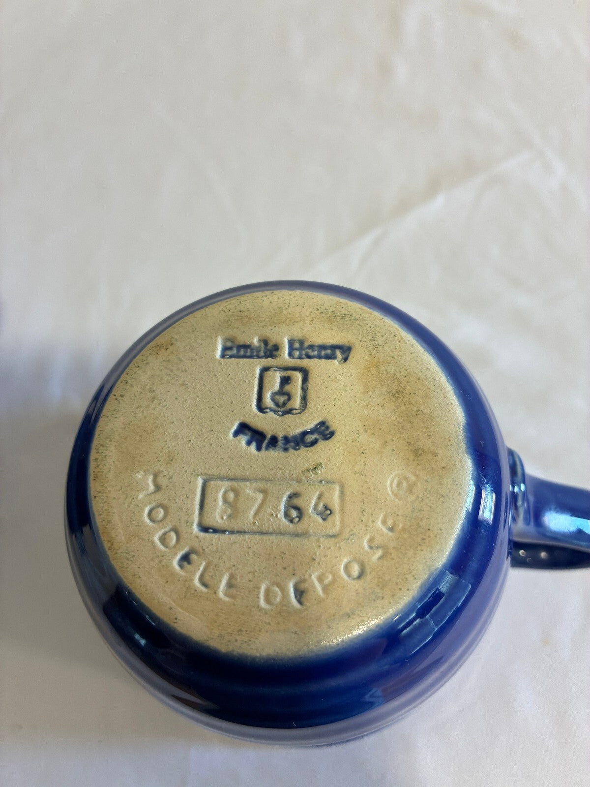 Vintage Emile Henry Cobalt Blue Stoneware Mugs, Set of 2 | Made in France