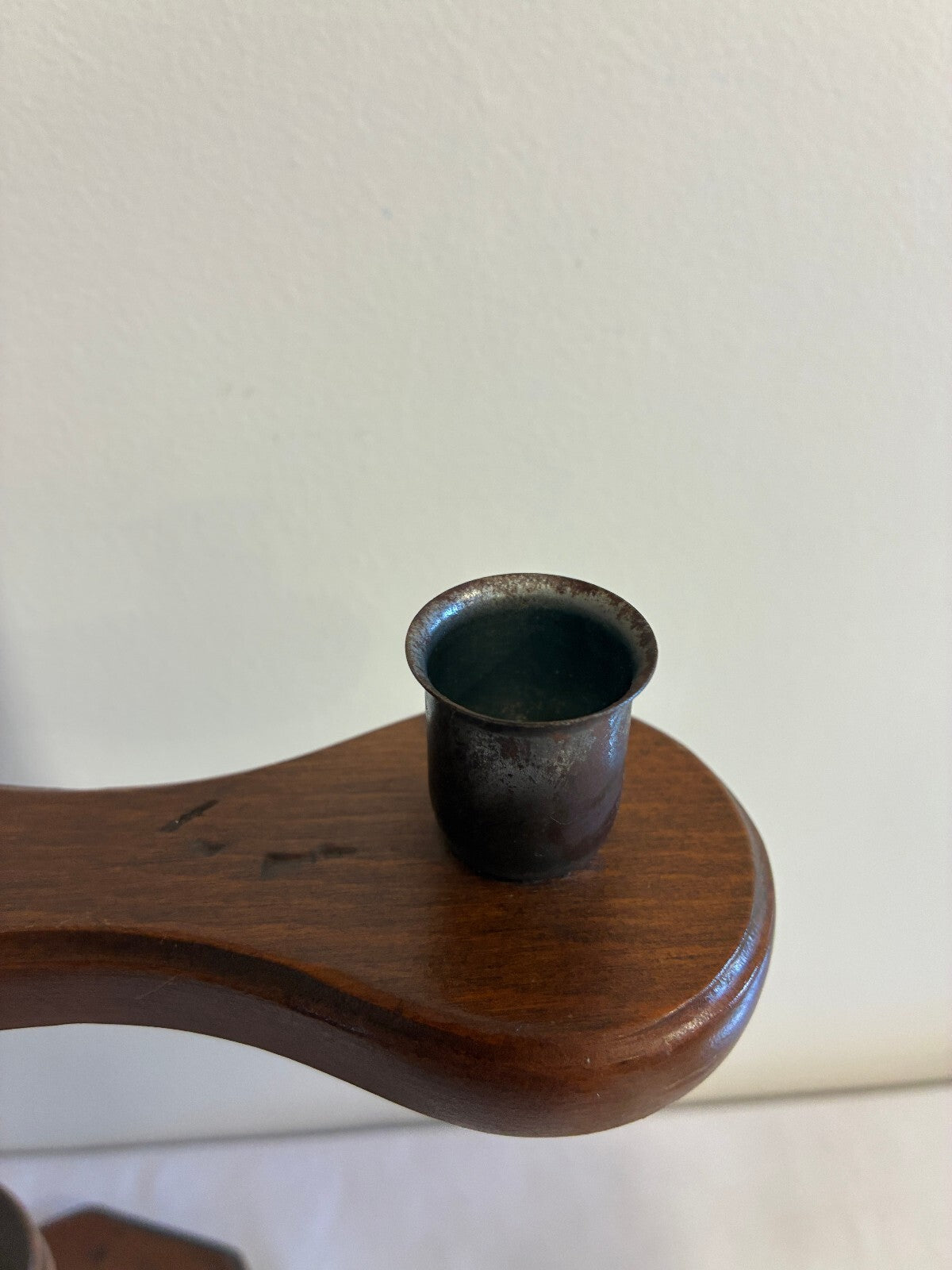 Vintage Wooden Adjustable Height Double Candlestick Holder | Rustic Turned Wood