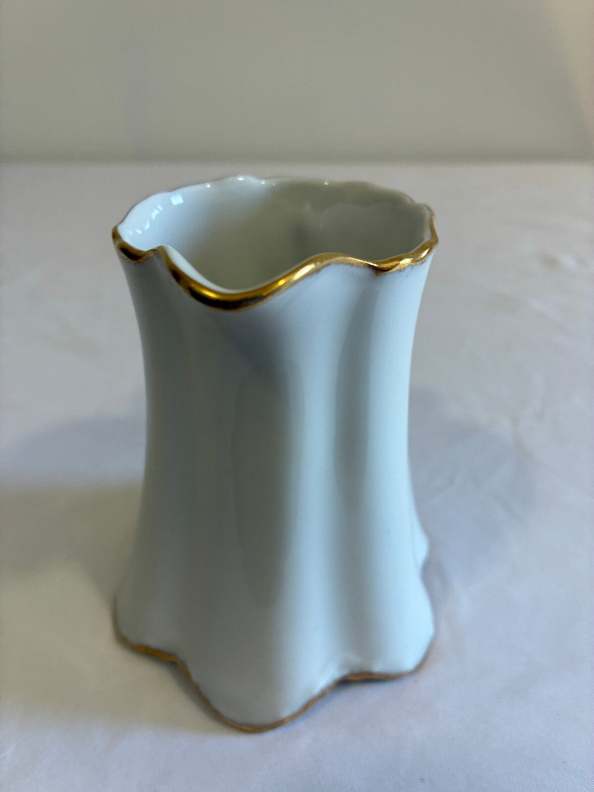 Vintage Thomas Germany Porcelain Creamer | White Gold Trim Fluted Pitcher