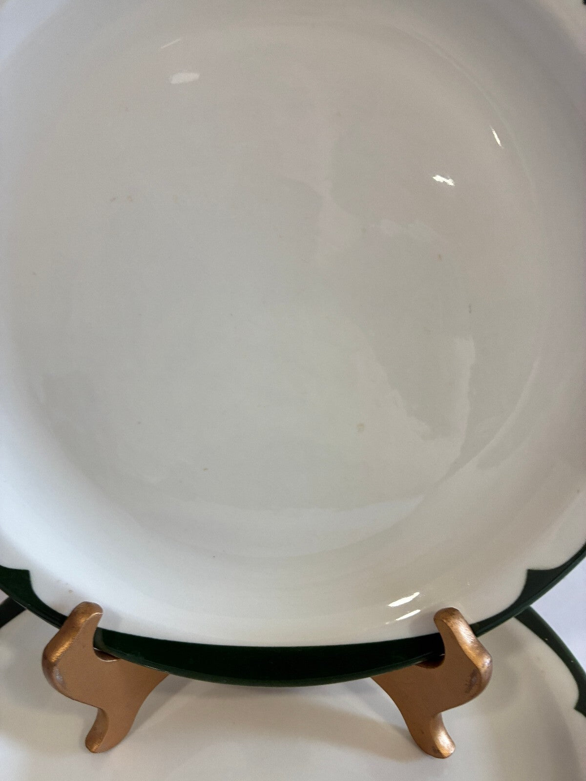 Vintage McNicol China Green Rim Plates Set of 3, Restaurant Ware Dinner Plates,