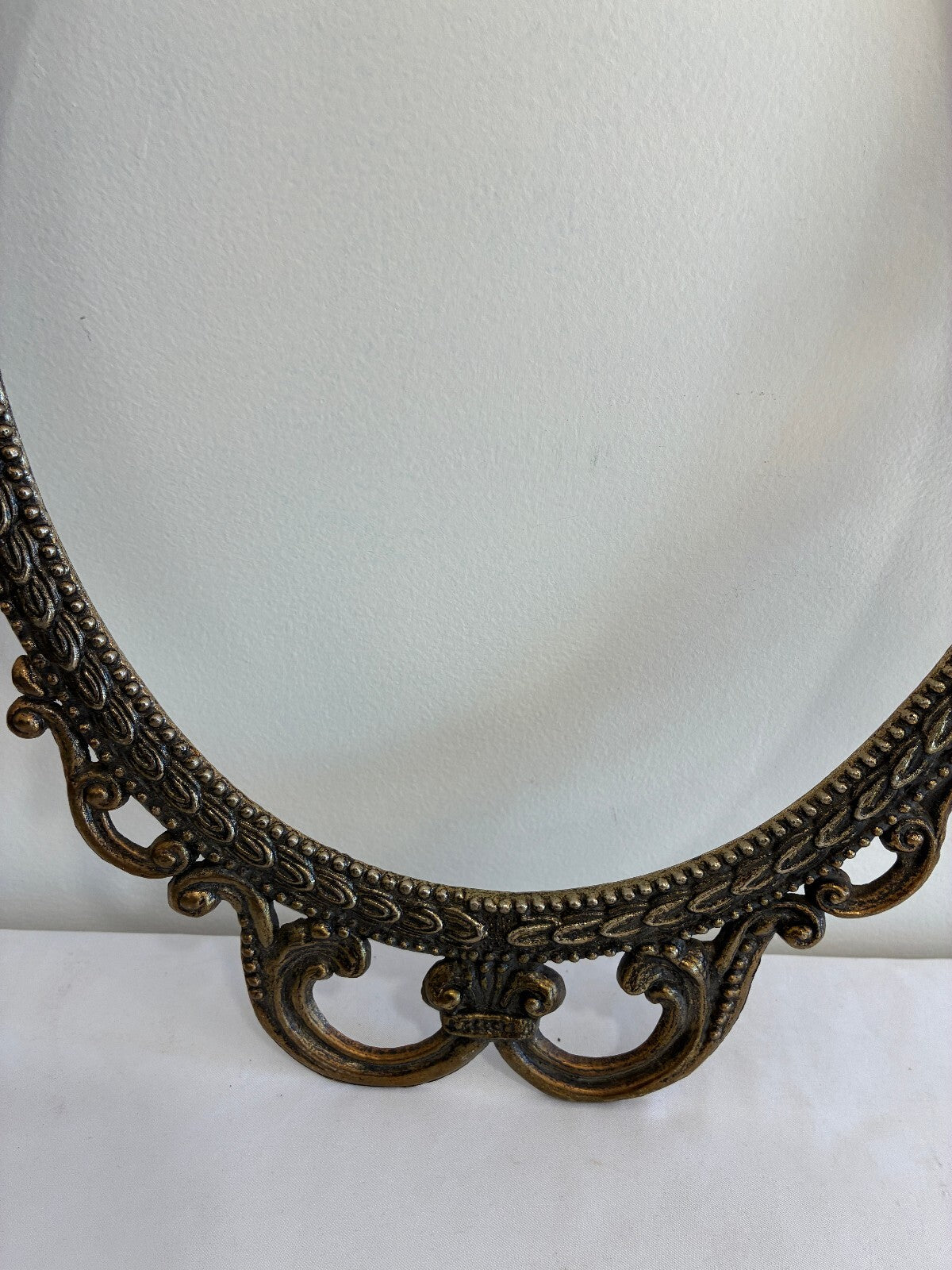Vintage Ornate Solid Brass Oval Frame, Baroque Rococo Style, Hollywood Regency