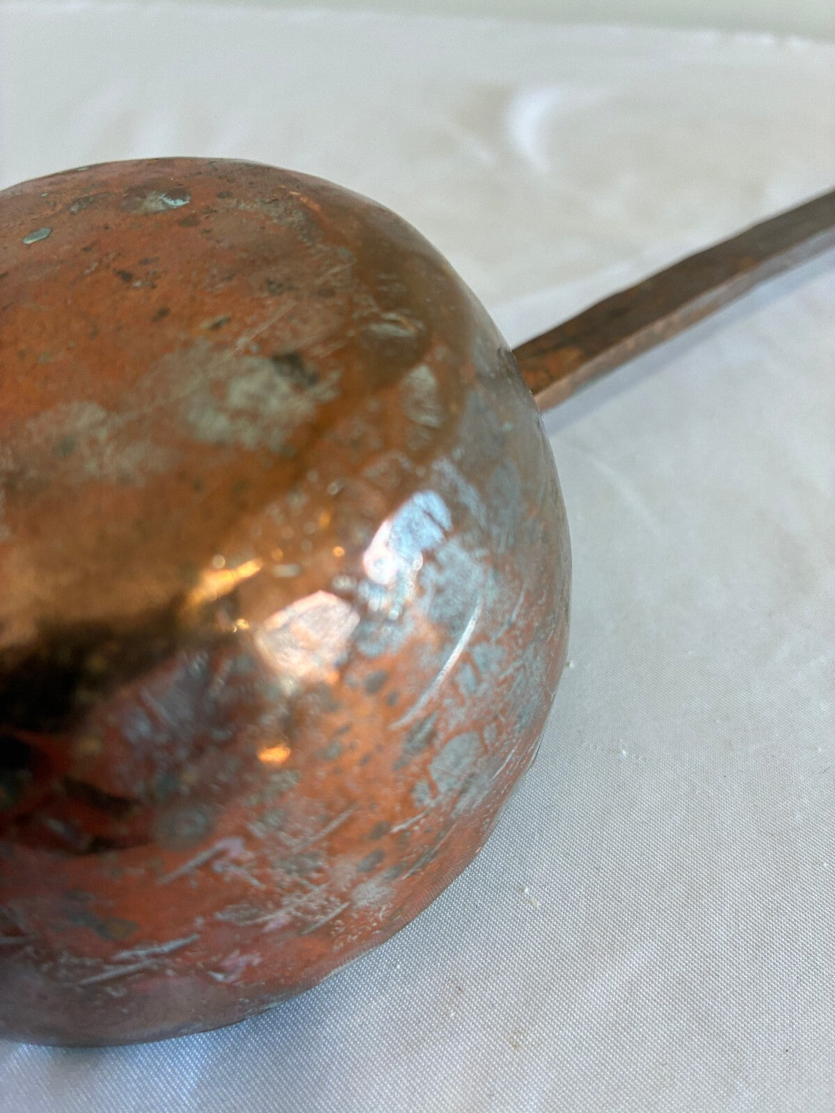 Antique Hand Hammered Copper Ladle | Primitive Long Ladle with Hanging Loop