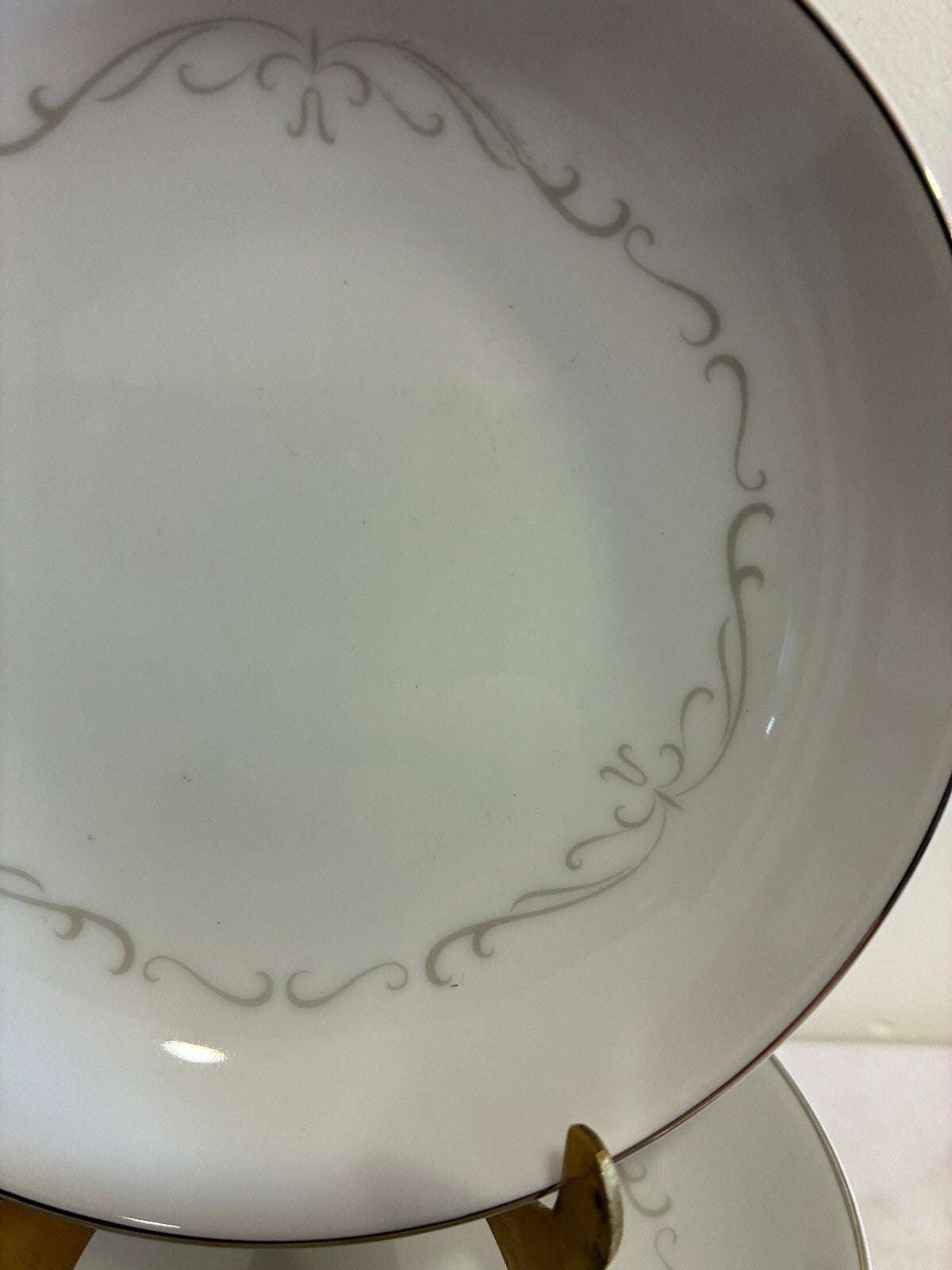 Vintage Kimberly Fine China "Trianon" Bowls Set of 12 | Platinum Scroll Rim