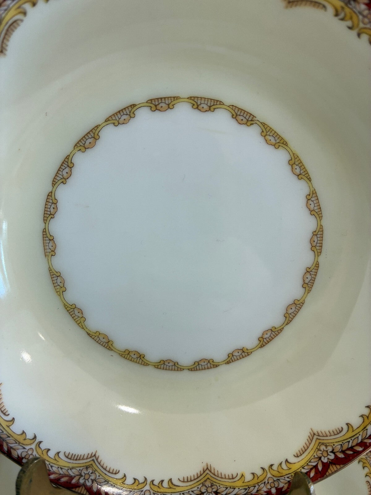 Vintage Set of 11 Meito China Celestine Fruit Bowls, Rust and Gold Border
