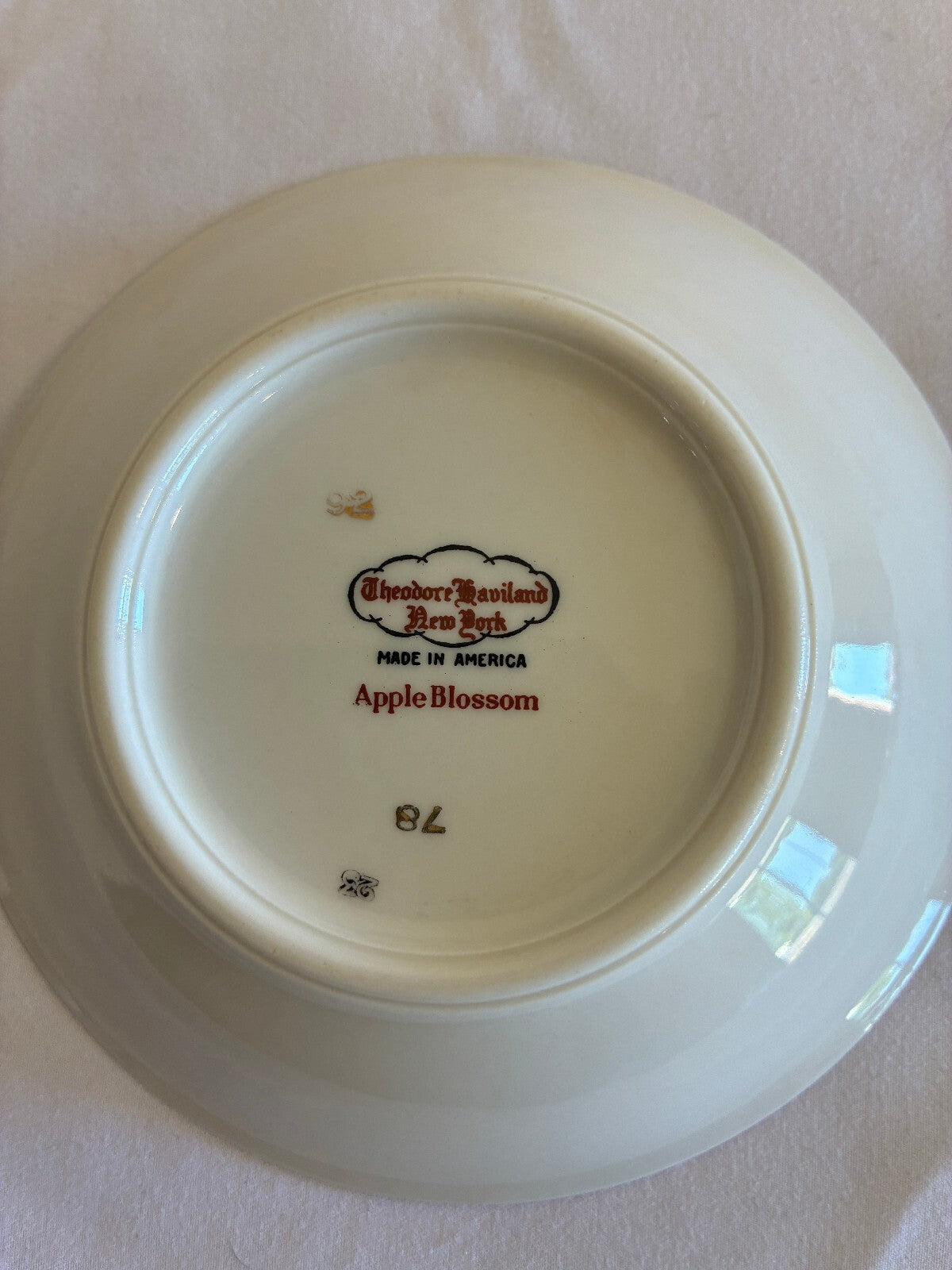 Midcentury Theodore Haviland NY Apple Blossom Bowls Gold Trim, Set of 7
