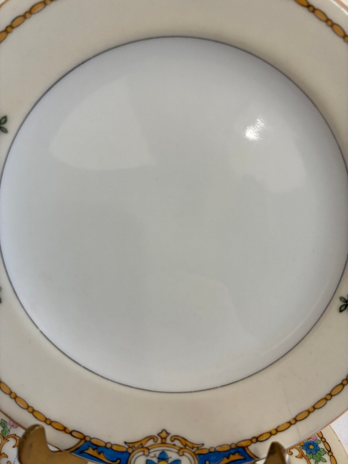 Vintage Meito China Warren 6" Bread and Butter Plates, Floral Blue and Gold Trim