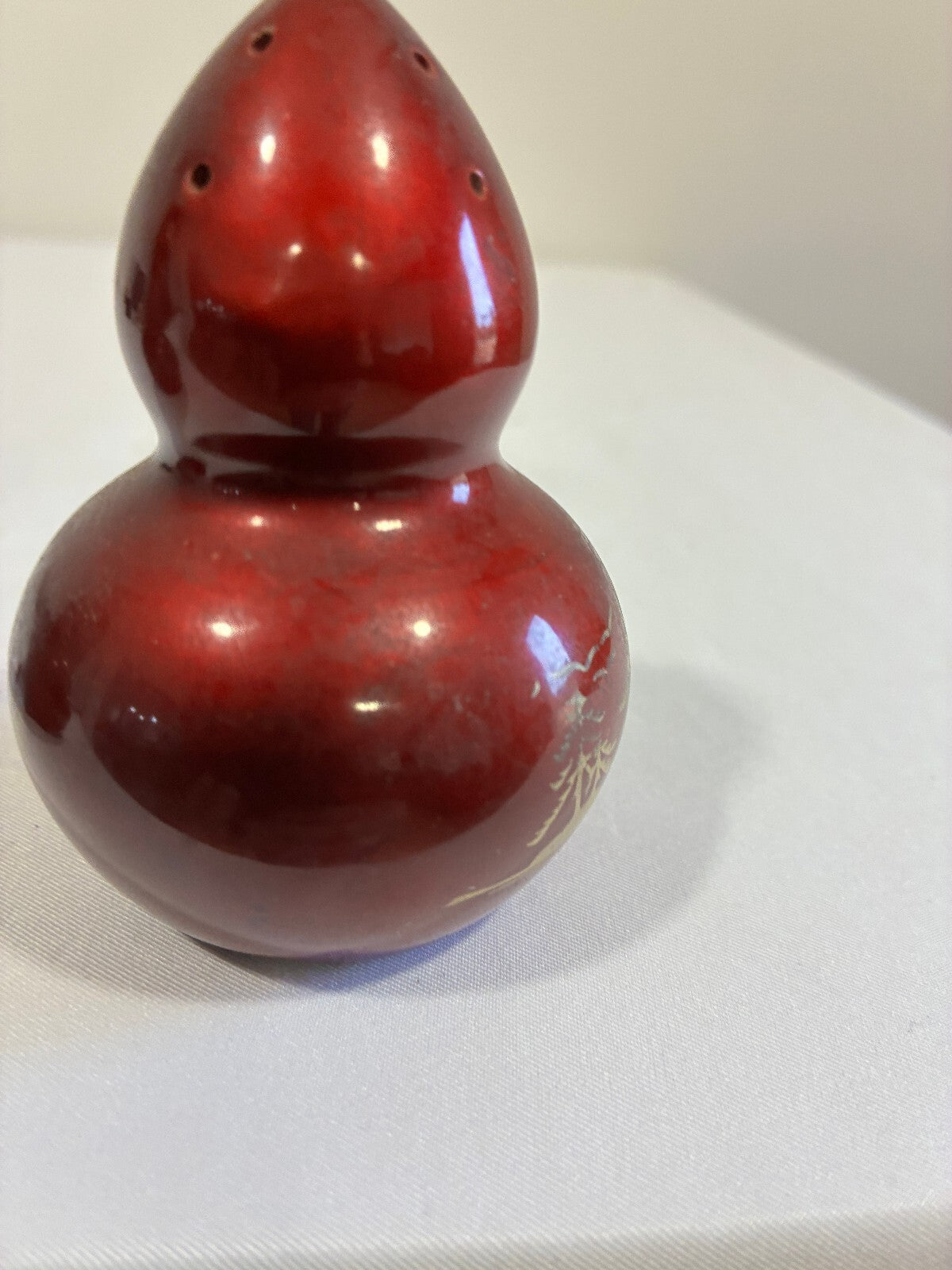 Vintage Red Lustreware Salt and Pepper Shakers | Gourd Shape Pagoda Design