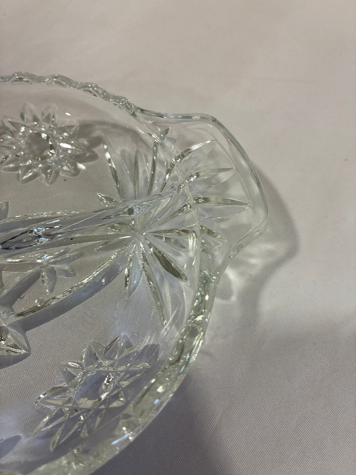 Vintage Anchor Hocking Star of David Oval Relish Dish,Pressed Glass Prescut Tray