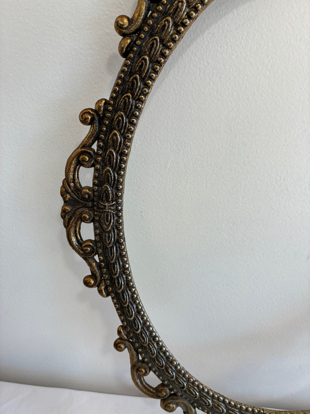 Vintage Ornate Solid Brass Oval Frame, Baroque Rococo Style, Hollywood Regency