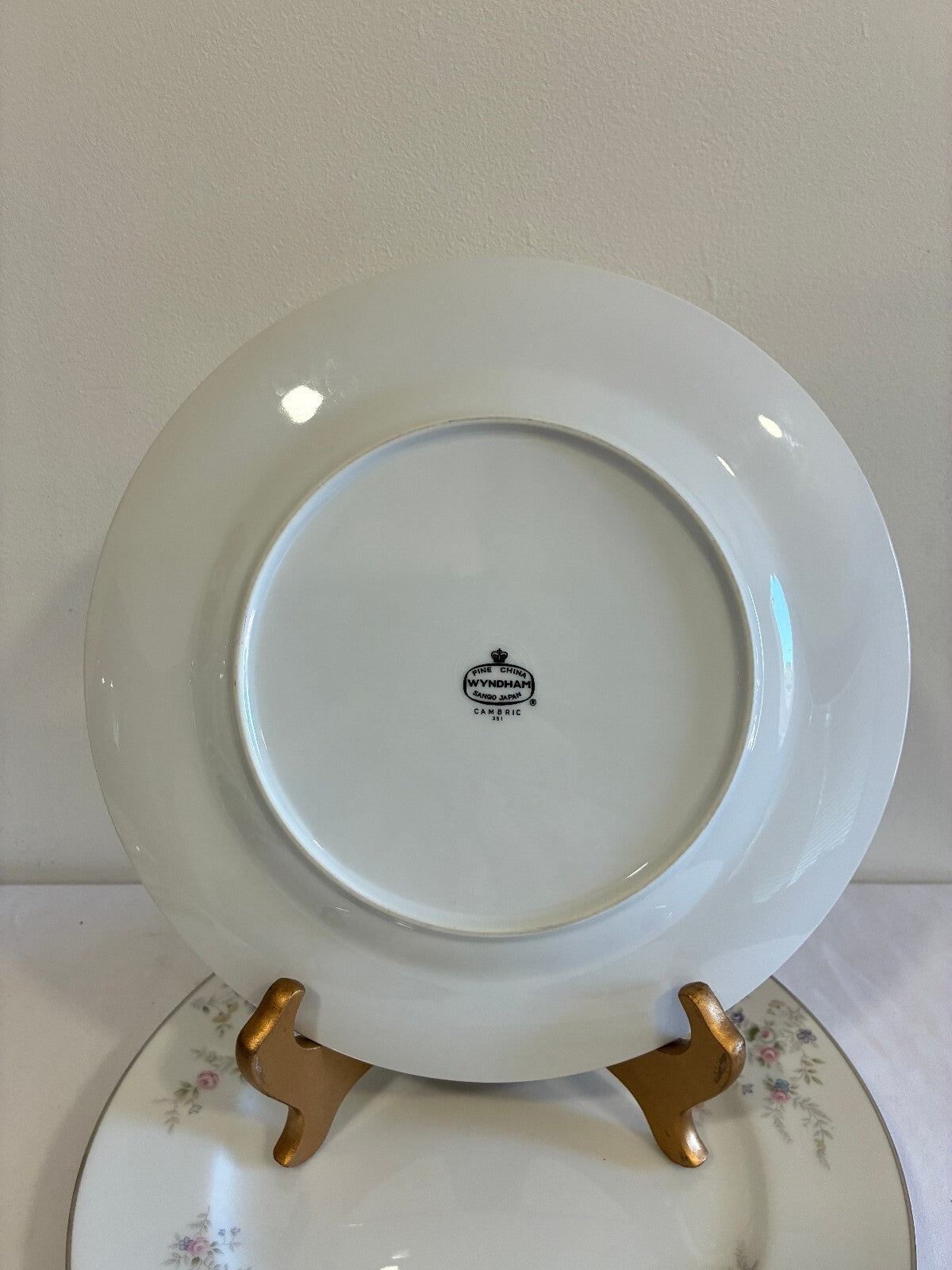 Vintage Wyndham Cambric Fine China Dinner Plates Set of 4 Platinum Rim, Japan