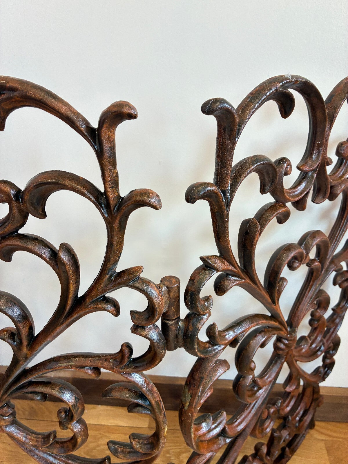 Vintage Large Cast Iron Fireplace Screen Ornate Scrollwork