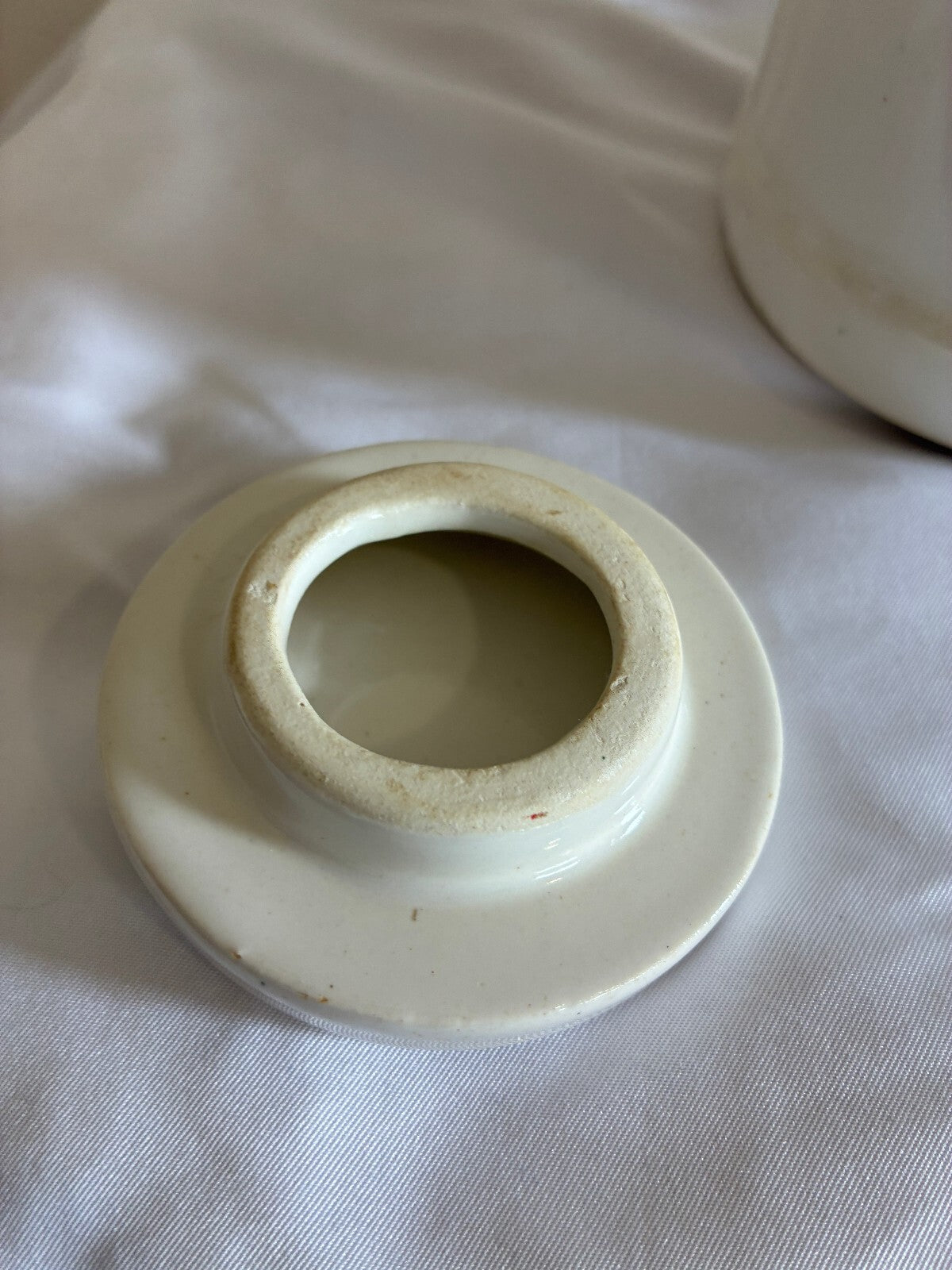 Vintage Ceramic Cream Canister with Lid, White Kitchen Storage Jar, Farmhouse Pantry Container