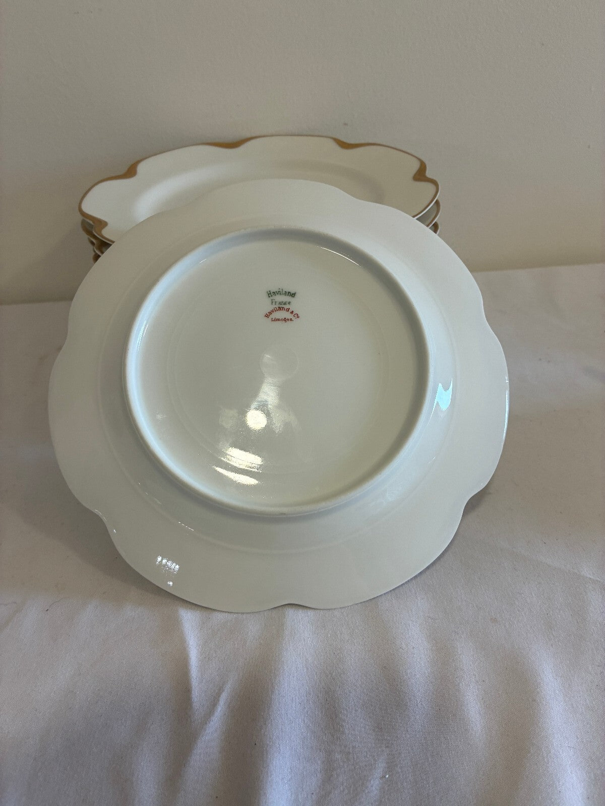 Antique Haviland & Co Limoges Gold Rim 7.5" Plates Set of 11 French Porcelain