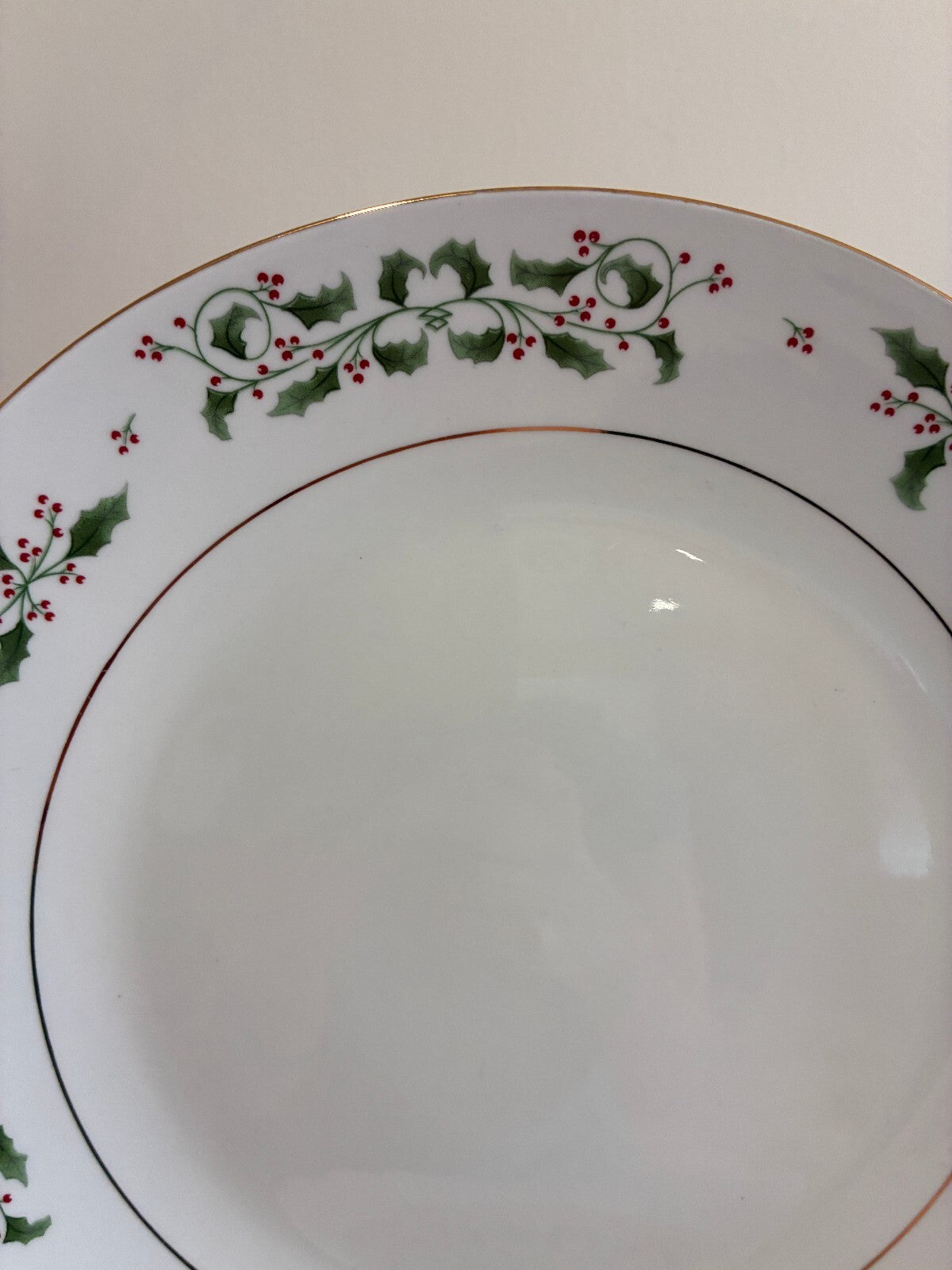 Vintage Holly Berry Christmas Dinner Plates Set of 12