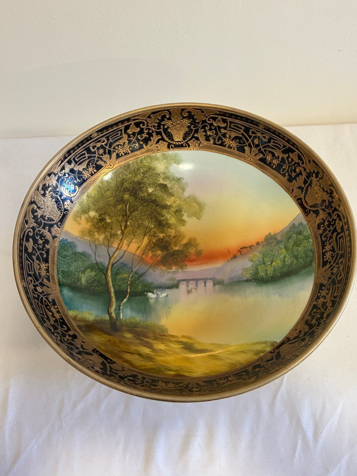 Antique Hand Painted Nippon Two-Piece Centerpiece Bowl | Early 20th Century Bowl